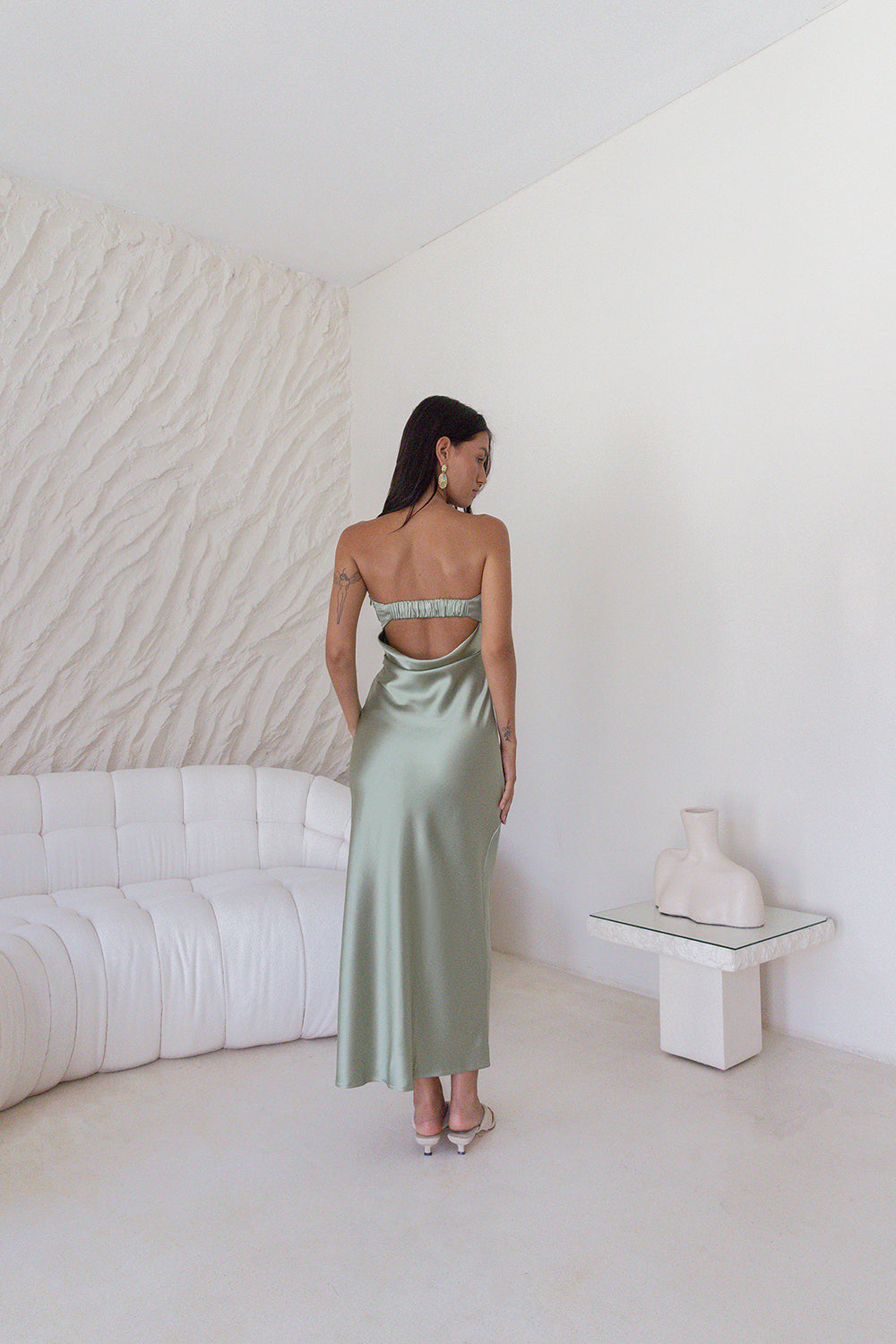 Gleam In Gold Maxi Dress Khaki-Seaa Fashion