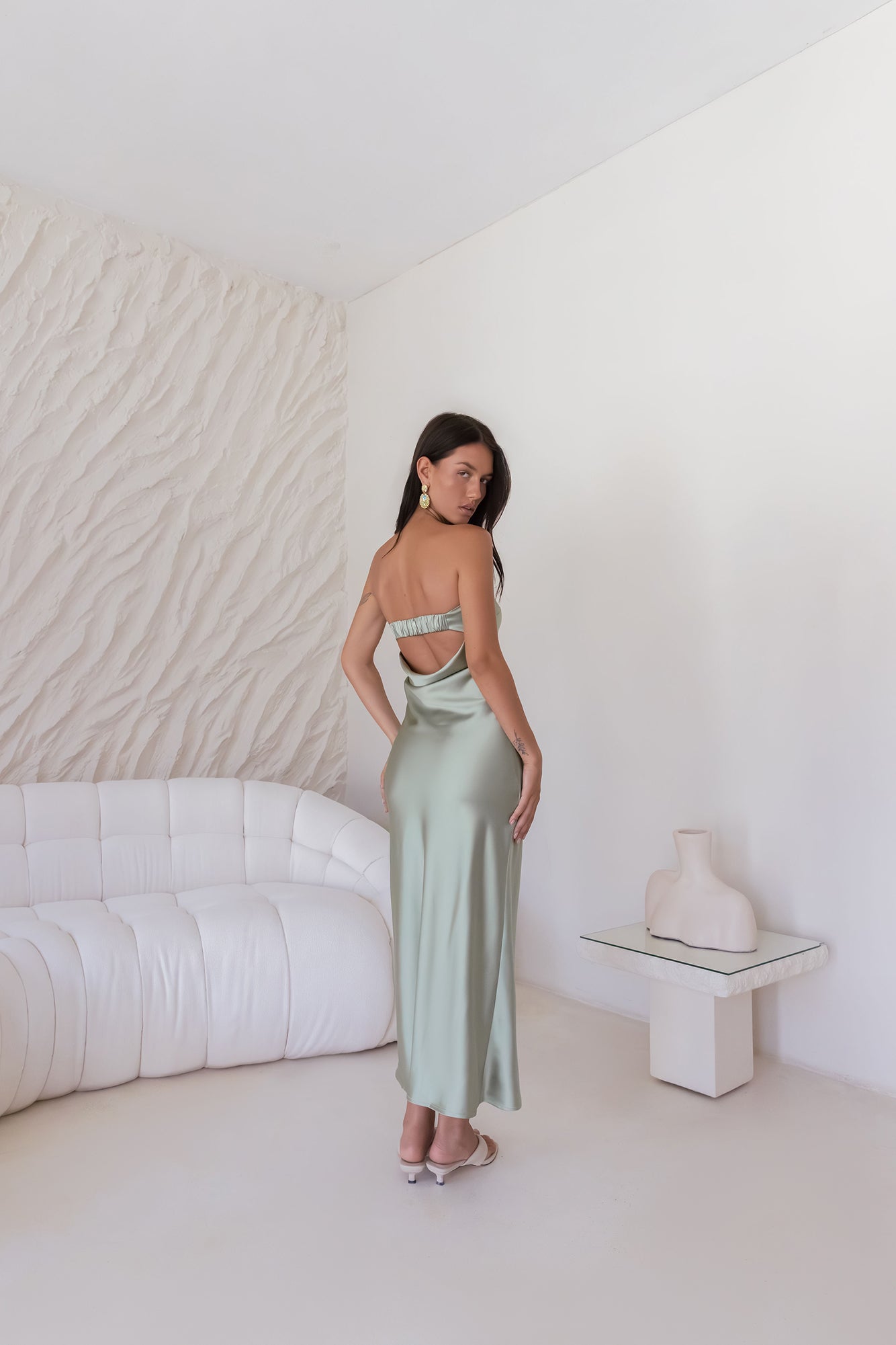 Gleam In Gold Maxi Dress Khaki-Seaa Fashion