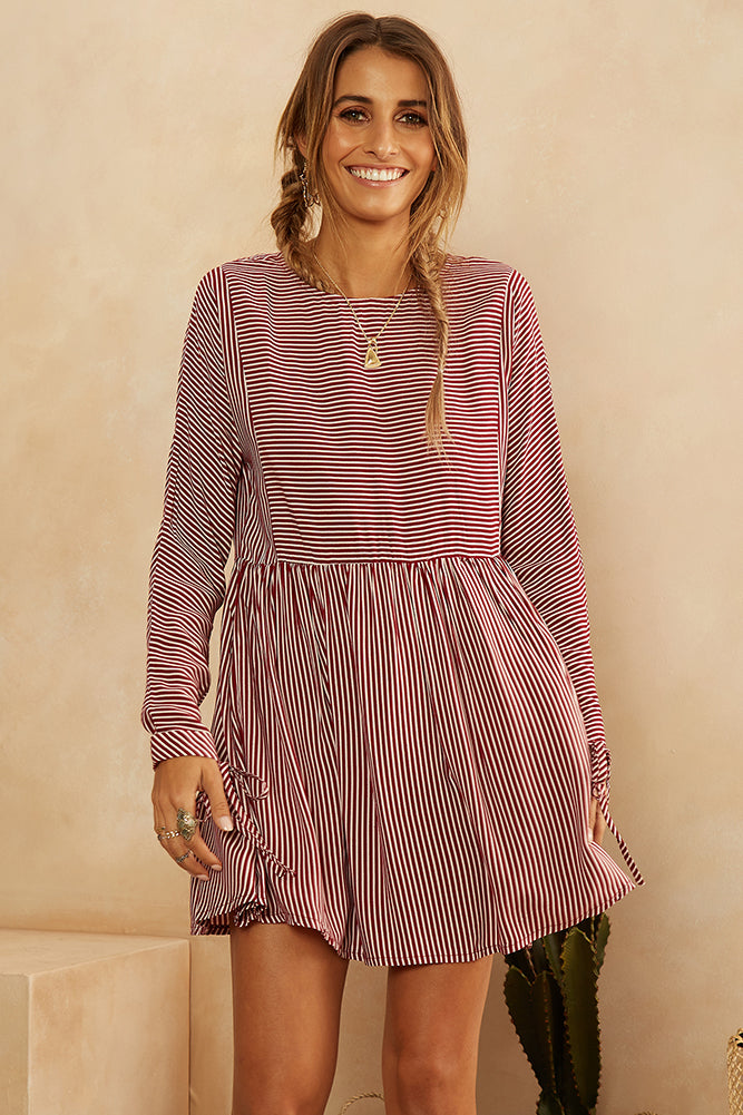 A Sudden Light Dress Wine-Seaa Fashion