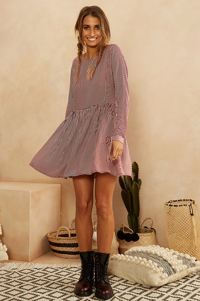 A Sudden Light Dress Wine-Seaa Fashion