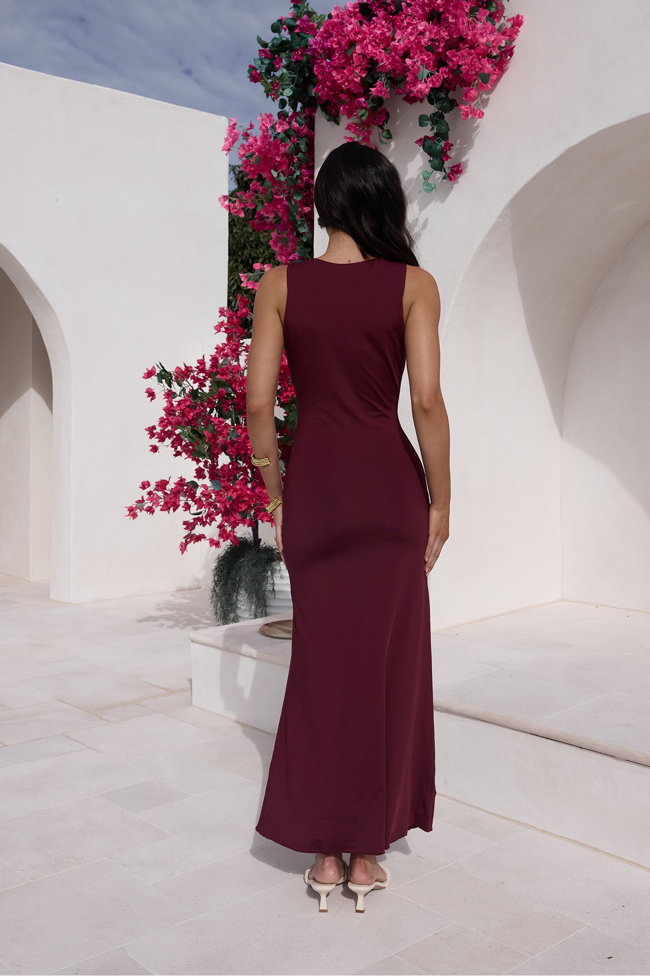 Coastal Caprice Maxi Dress Burgundy-Seaa Fashion