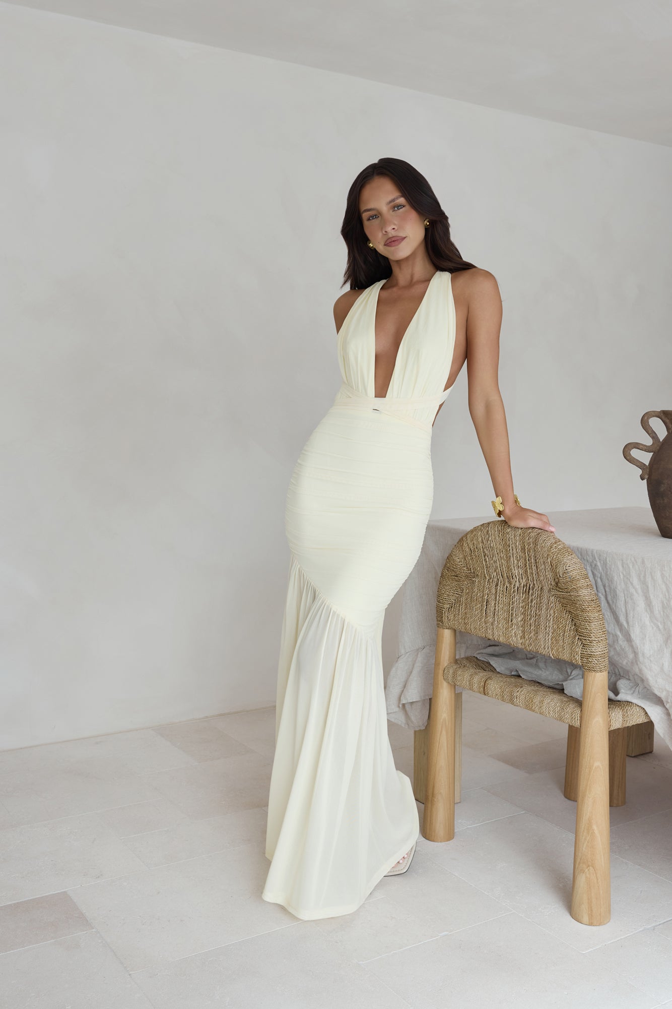 Ocean Winds Halter Maxi Dress Yellow-Seaa Fashion