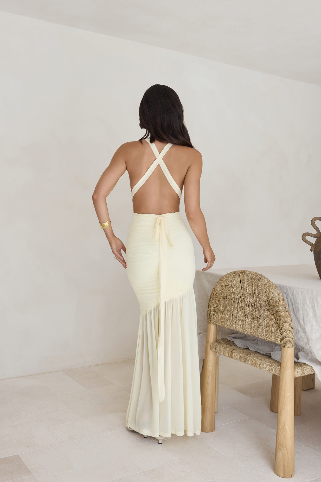 Ocean Winds Halter Maxi Dress Yellow-Seaa Fashion