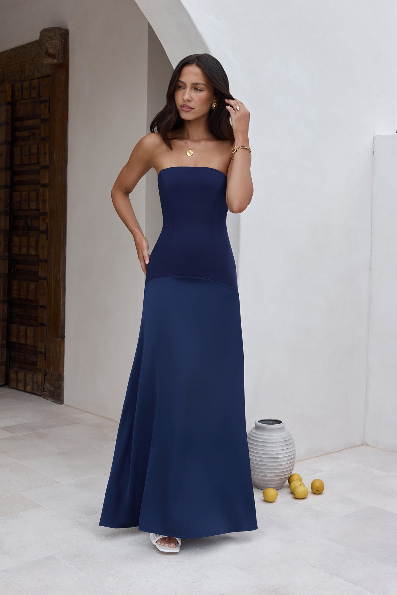 In The Skies Strapless Maxi Dress Blue-Seaa Fashion