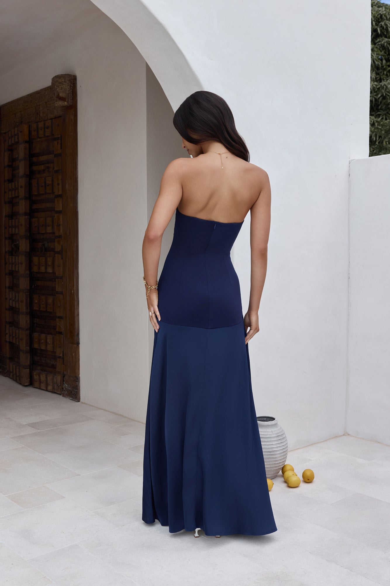 In The Skies Strapless Maxi Dress Blue-Seaa Fashion