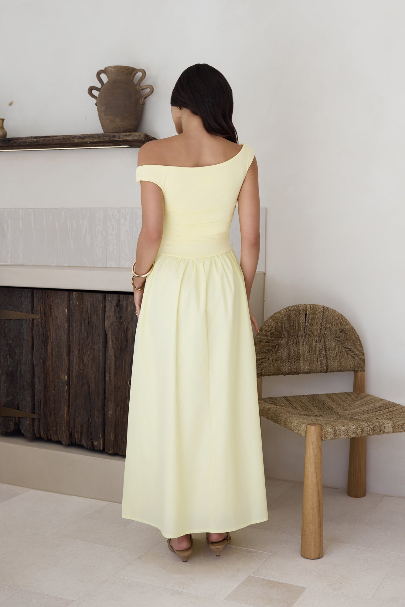 Days Of The Sun Off Shoulder Maxi Dress Yellow-Seaa Fashion
