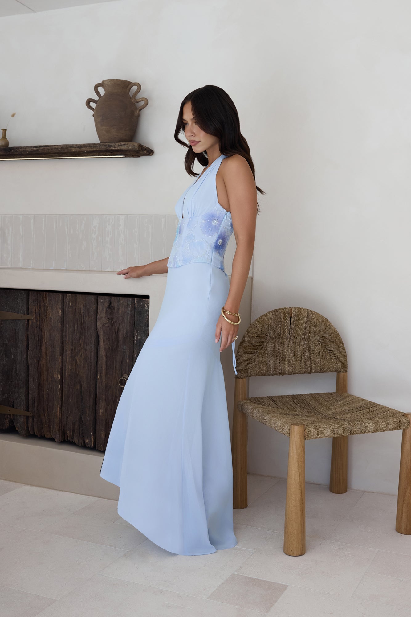 Cross The Seas Halter Maxi Dress Blue-Seaa Fashion