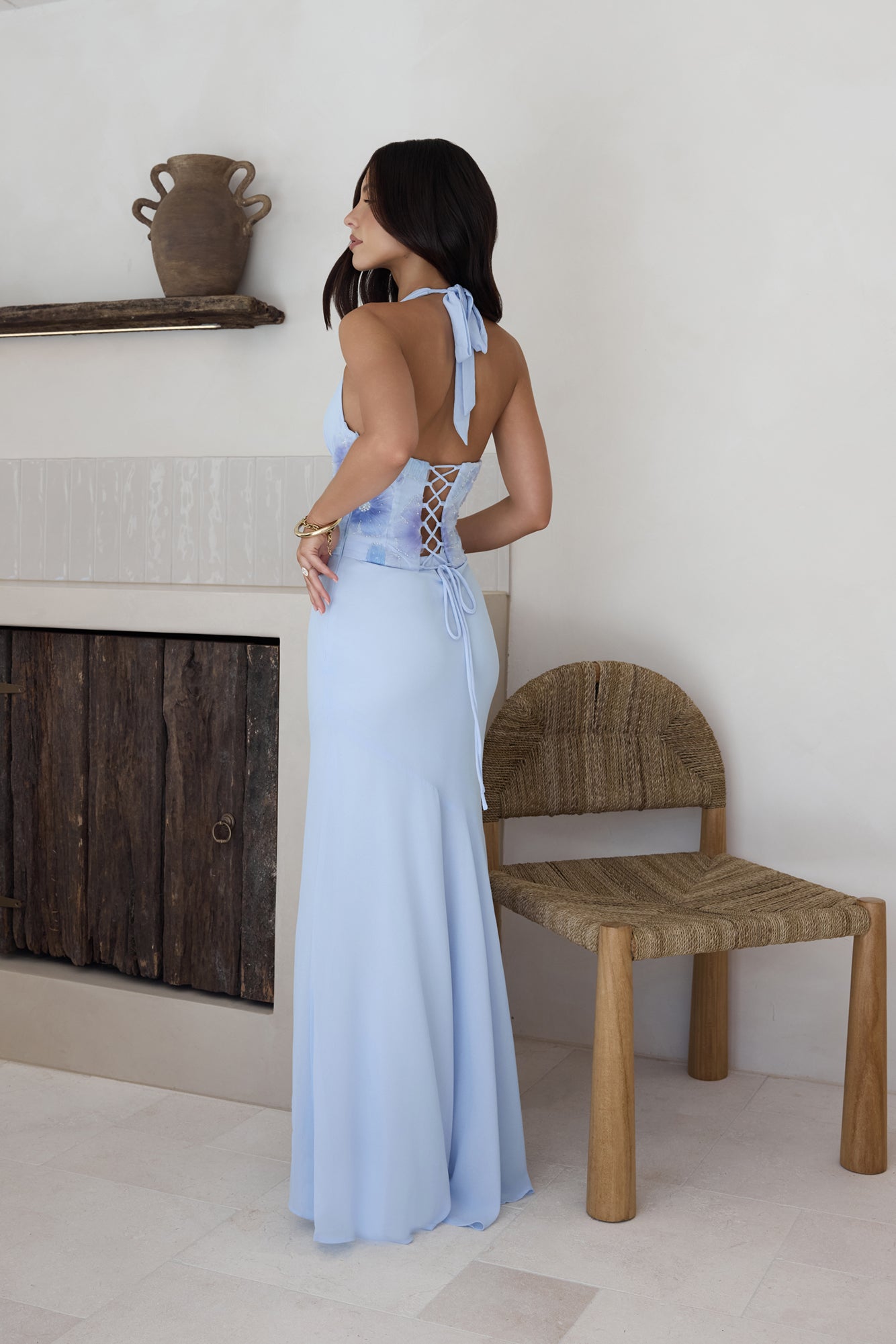 Cross The Seas Halter Maxi Dress Blue-Seaa Fashion
