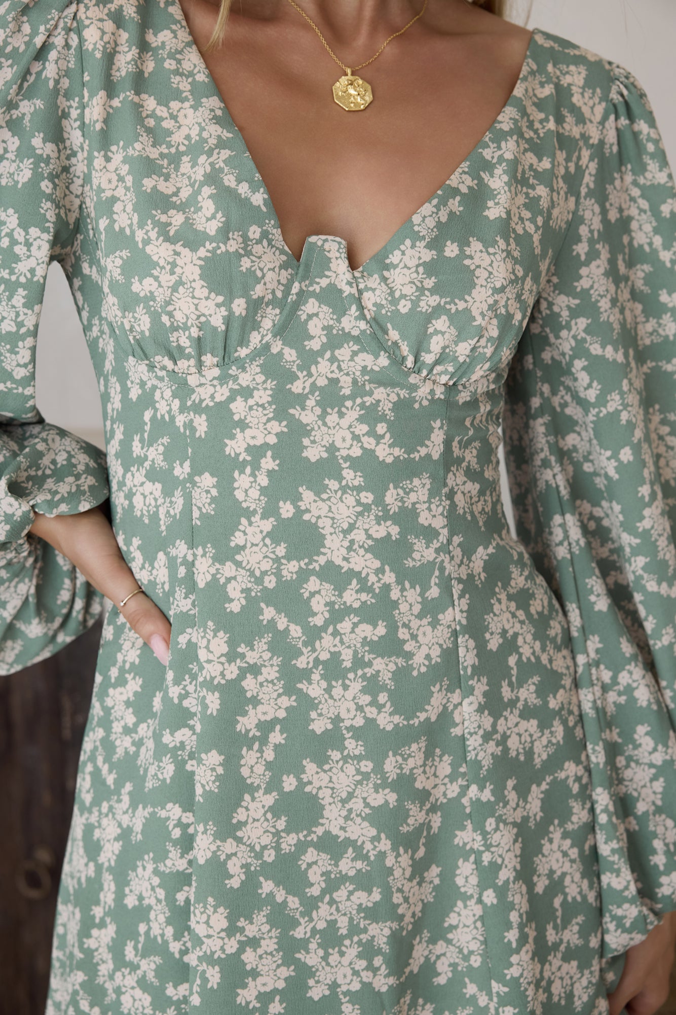 Garden Chic Mini Dress Green-Seaa Fashion