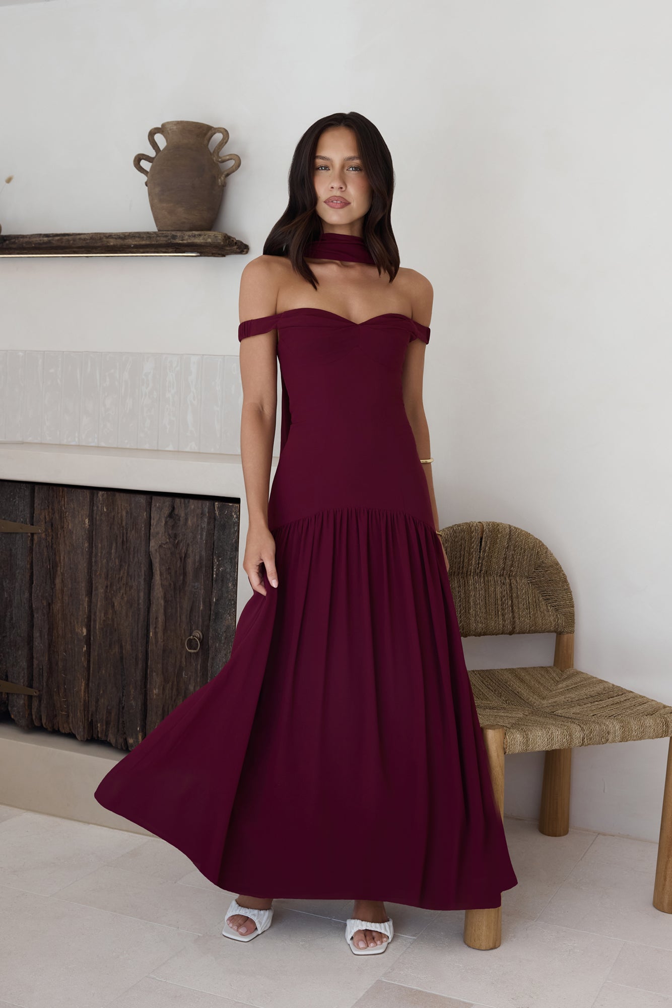 Sparkle Somewhere New Maxi Dress Wine-Seaa Fashion