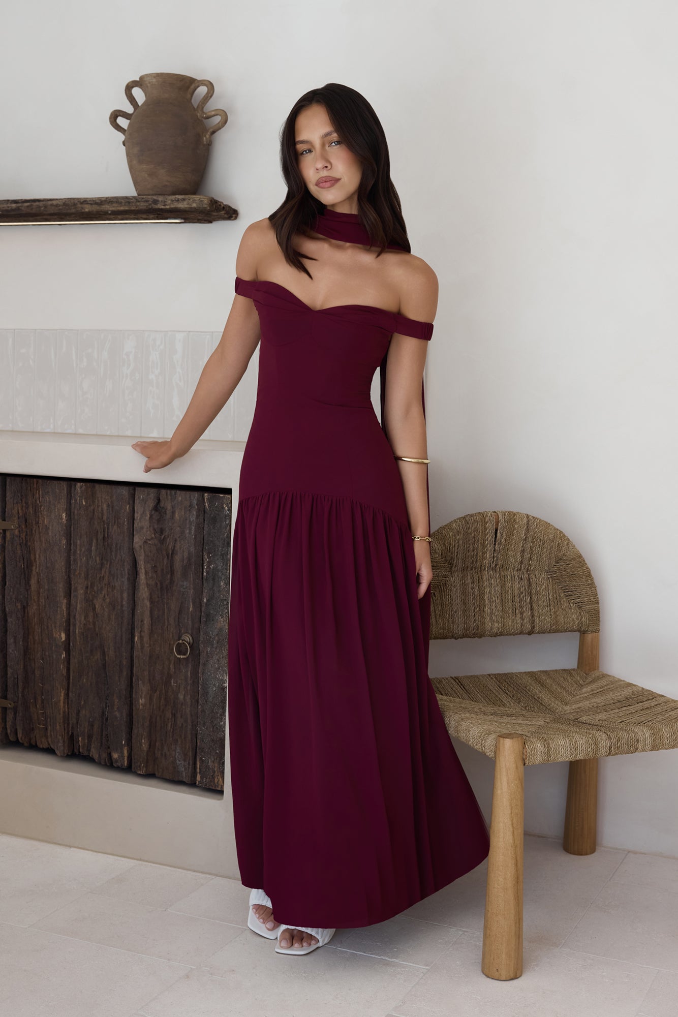 Sparkle Somewhere New Maxi Dress Wine-Seaa Fashion
