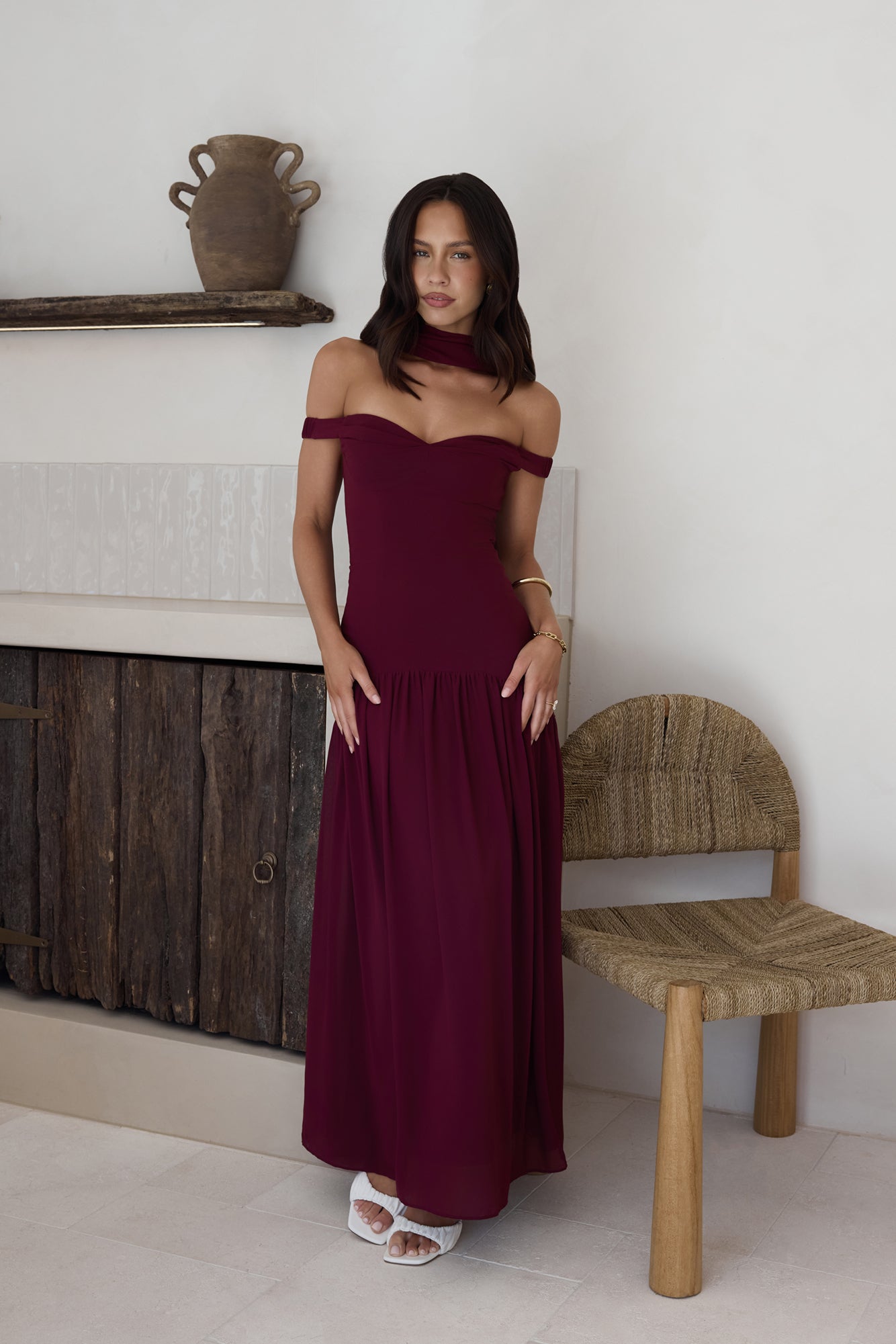 Sparkle Somewhere New Maxi Dress Wine-Seaa Fashion