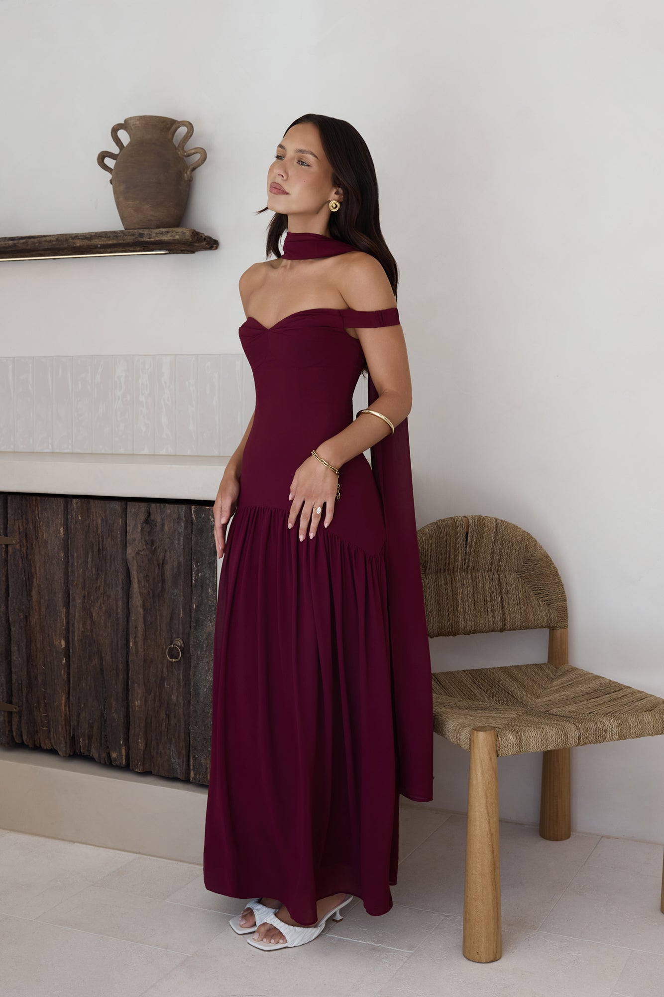 Sparkle Somewhere New Maxi Dress Wine-Seaa Fashion
