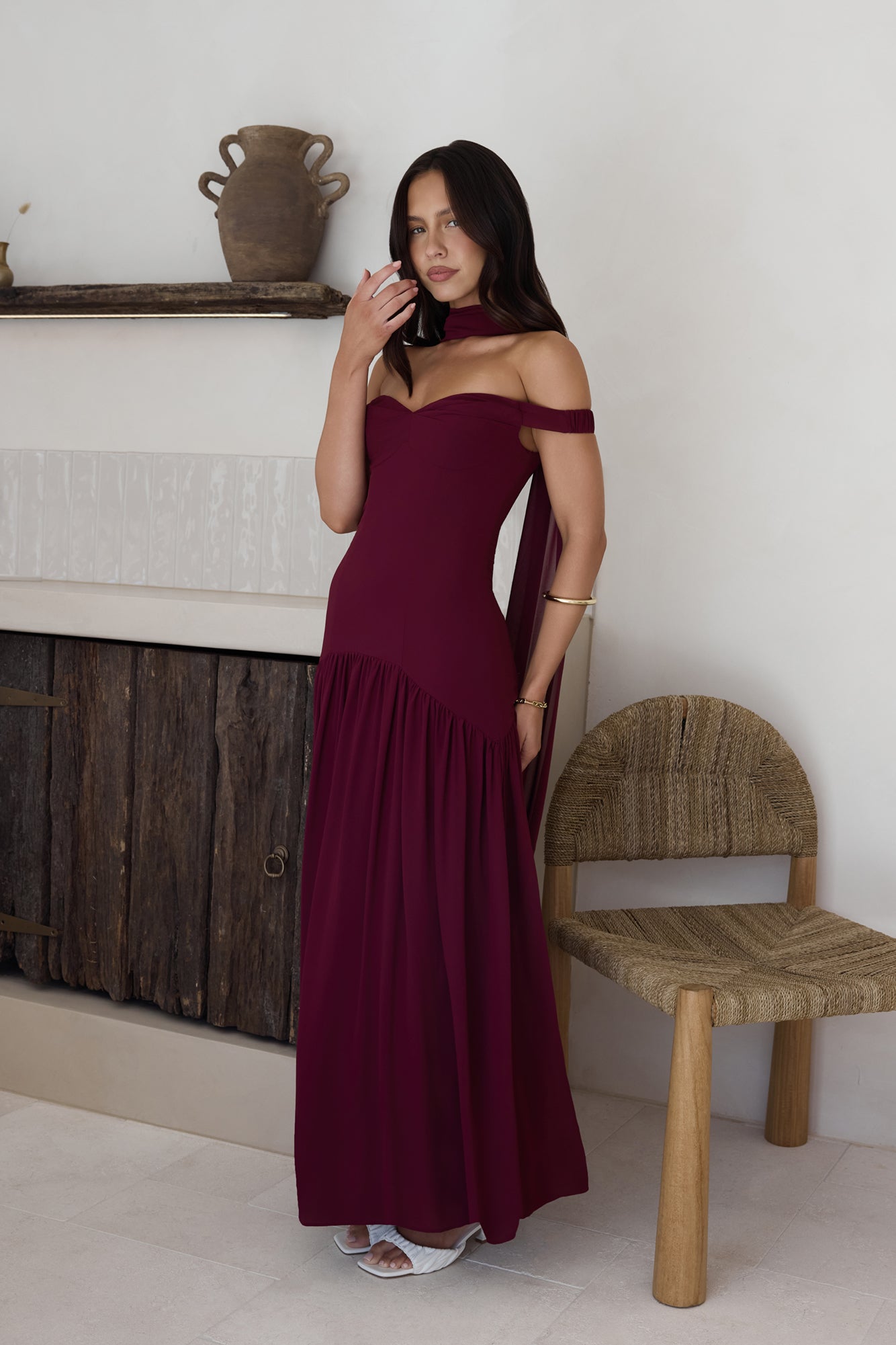 Sparkle Somewhere New Maxi Dress Wine-Seaa Fashion