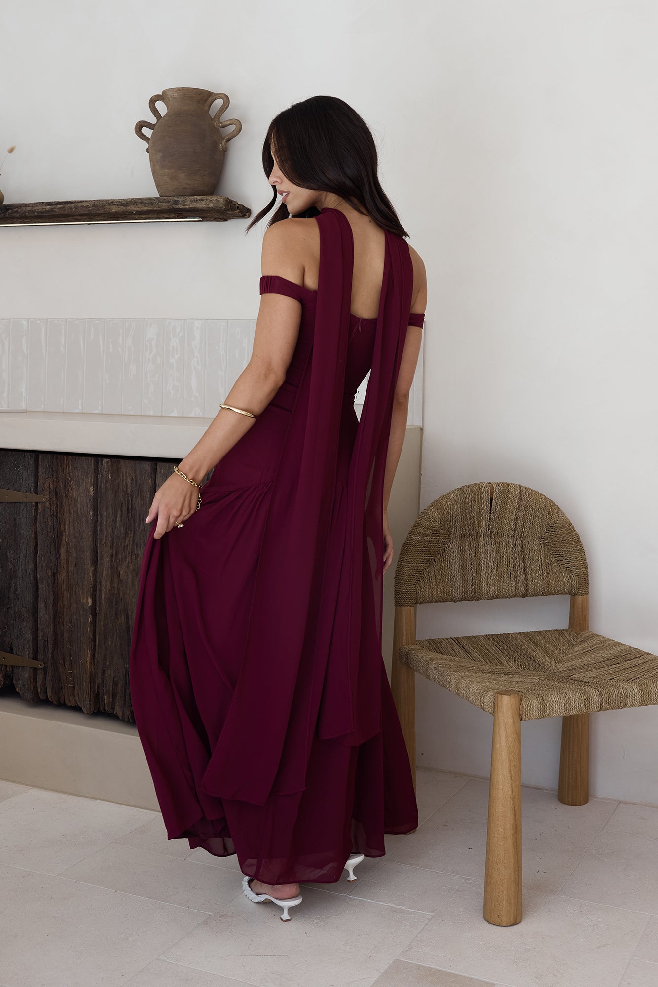 Sparkle Somewhere New Maxi Dress Wine-Seaa Fashion
