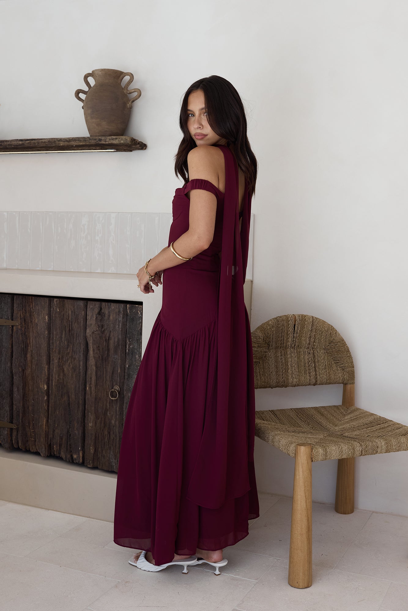 Sparkle Somewhere New Maxi Dress Wine-Seaa Fashion