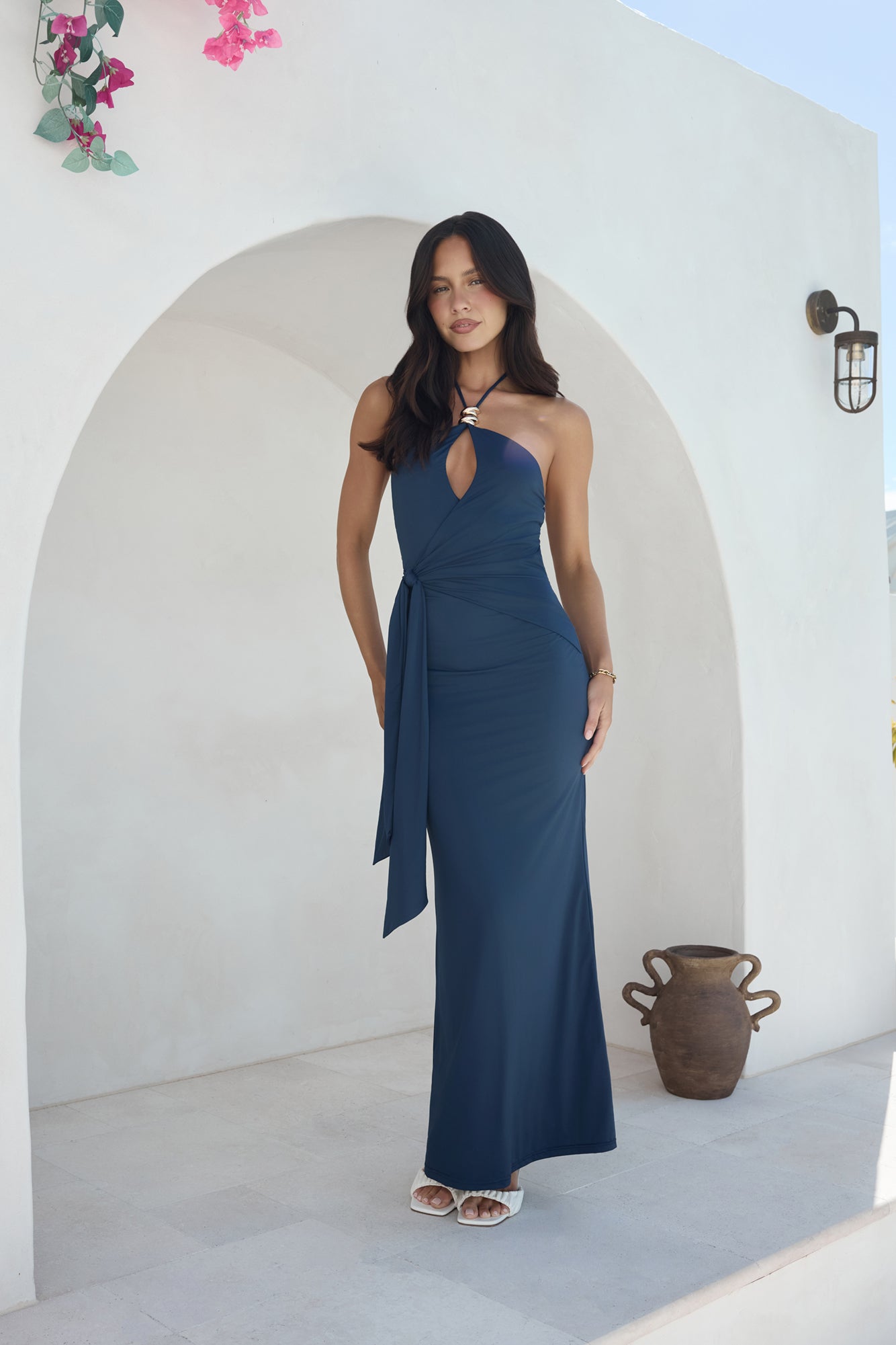 Yours With Love Halter Maxi Dress Navy-Seaa Fashion