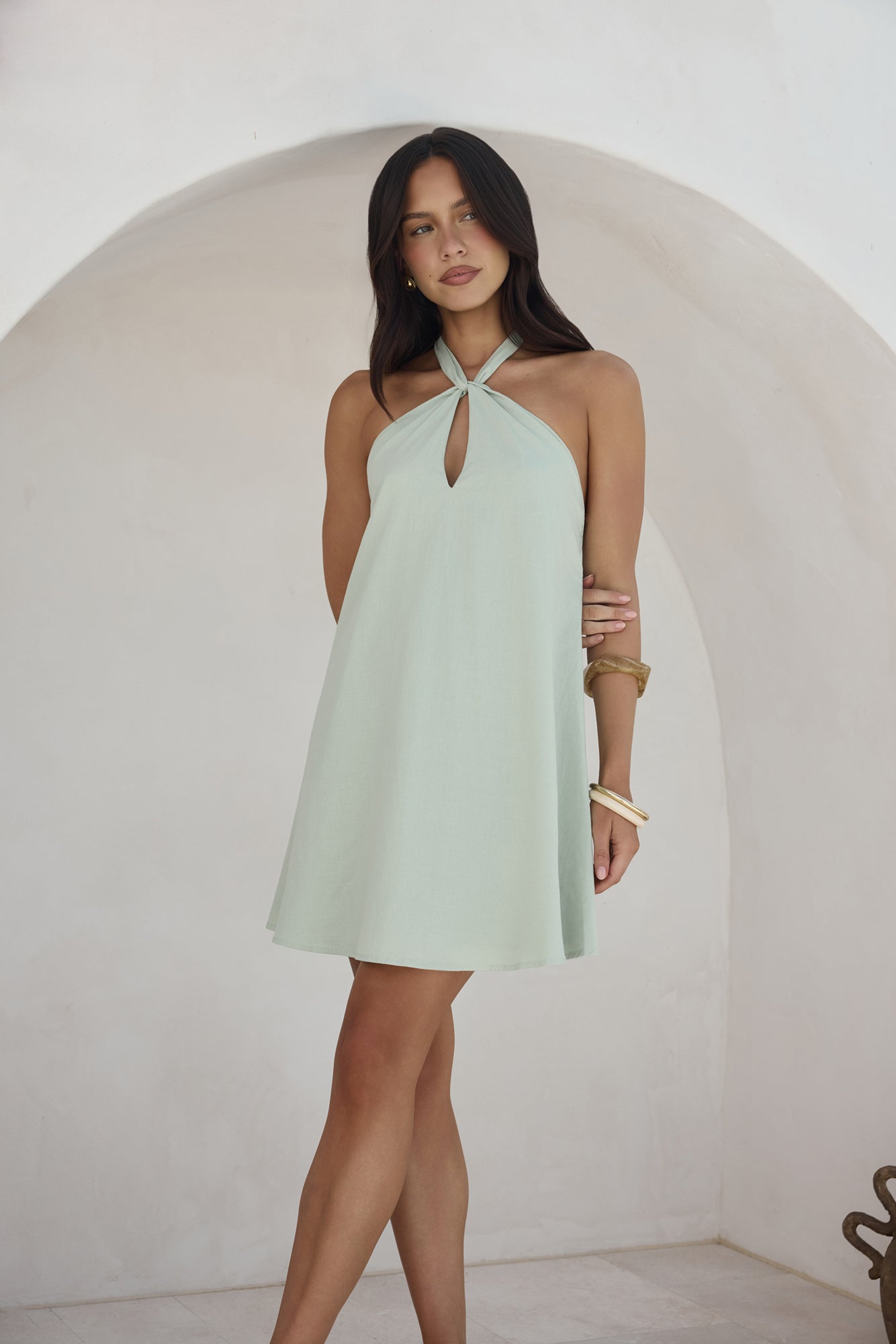 Coconut Sips Mini Dress Sage-Seaa Fashion