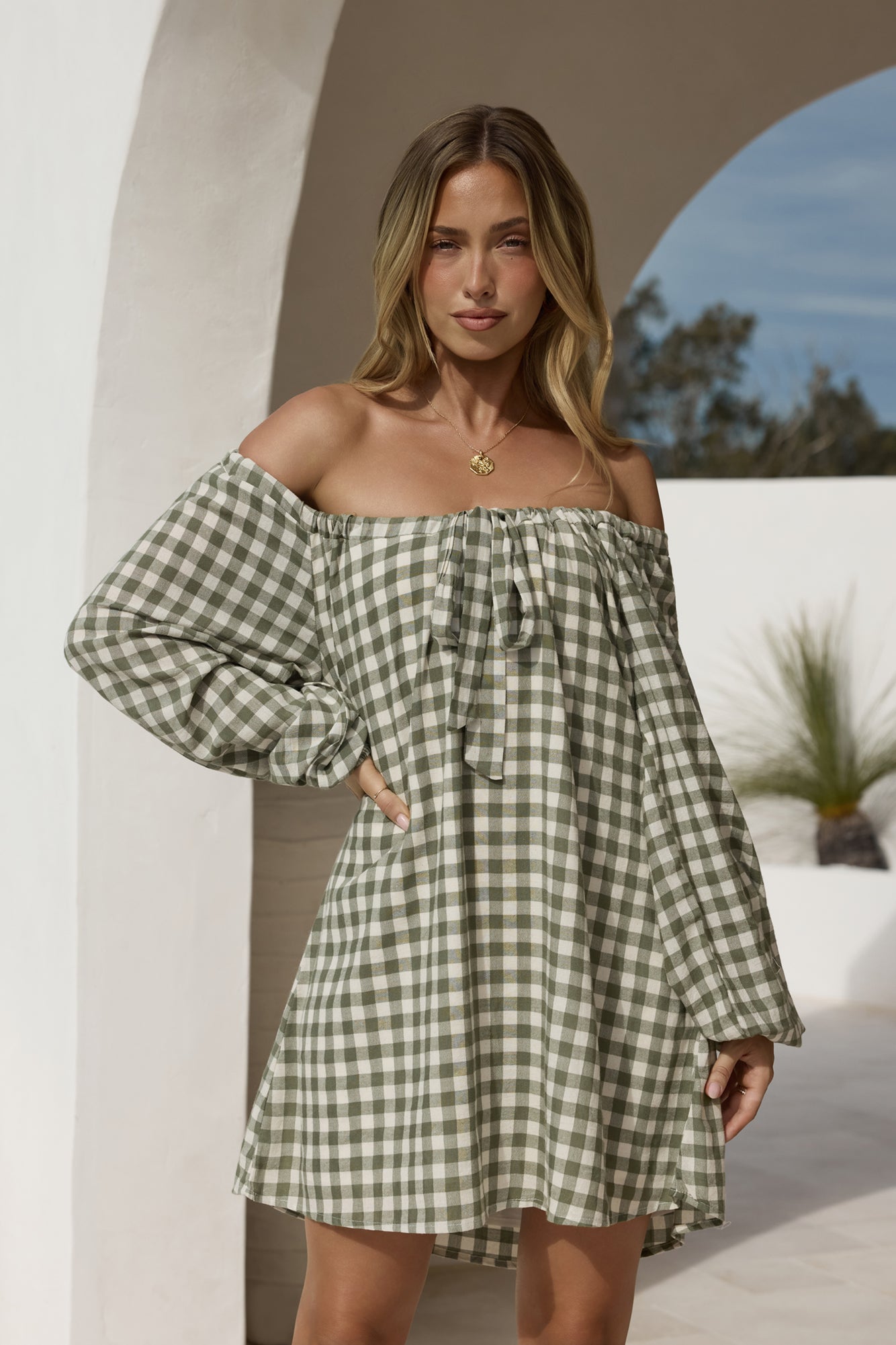 Easy Moments Long Sleeve Mini Dress Green-Seaa Fashion