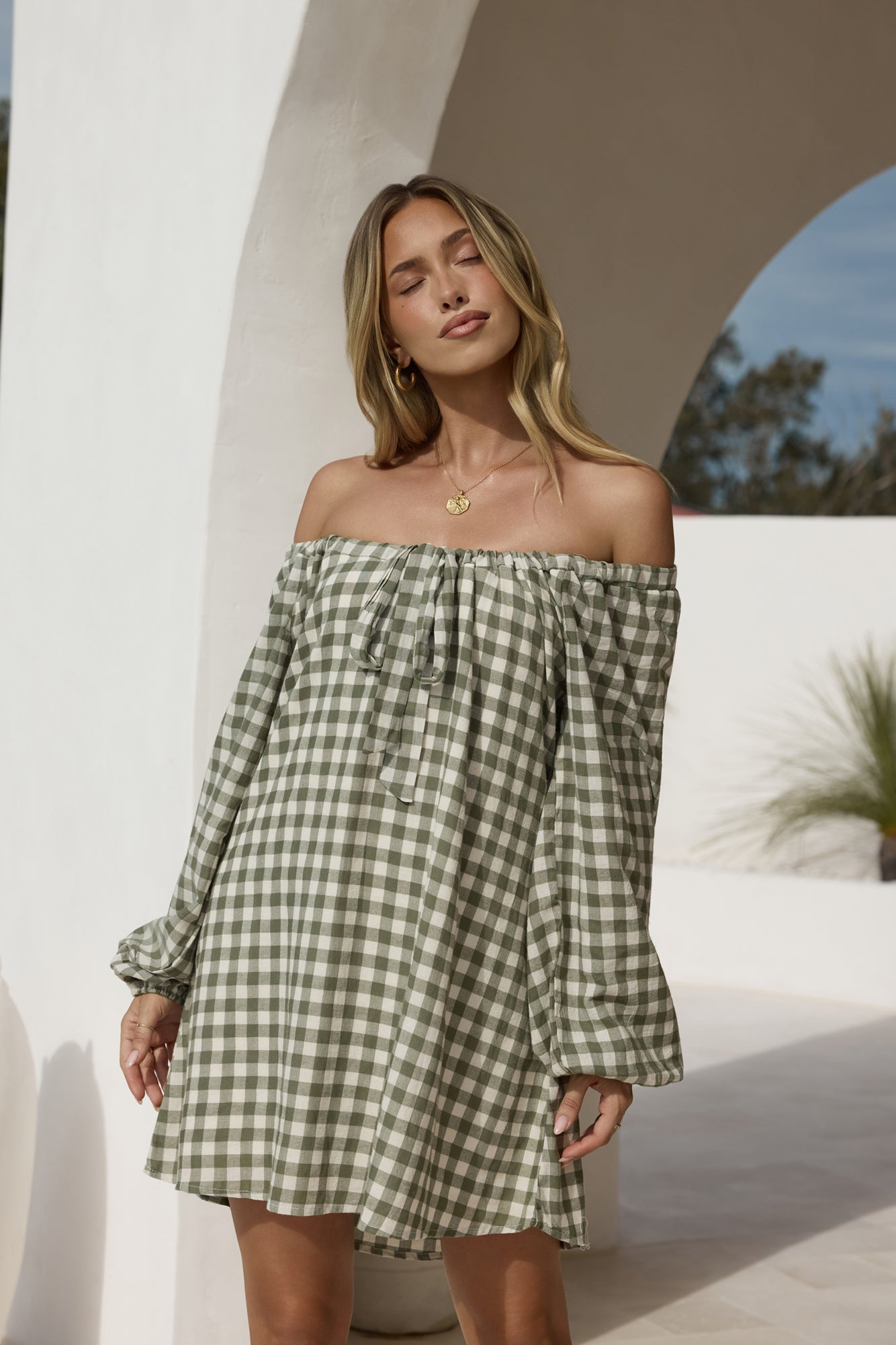 Easy Moments Long Sleeve Mini Dress Green-Seaa Fashion