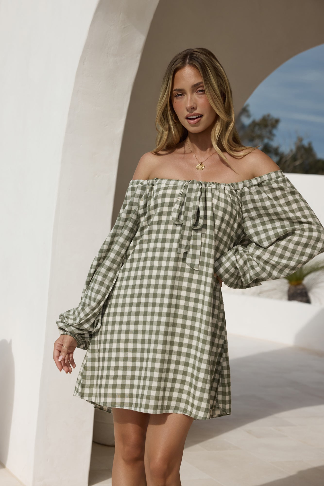 Easy Moments Long Sleeve Mini Dress Green-Seaa Fashion