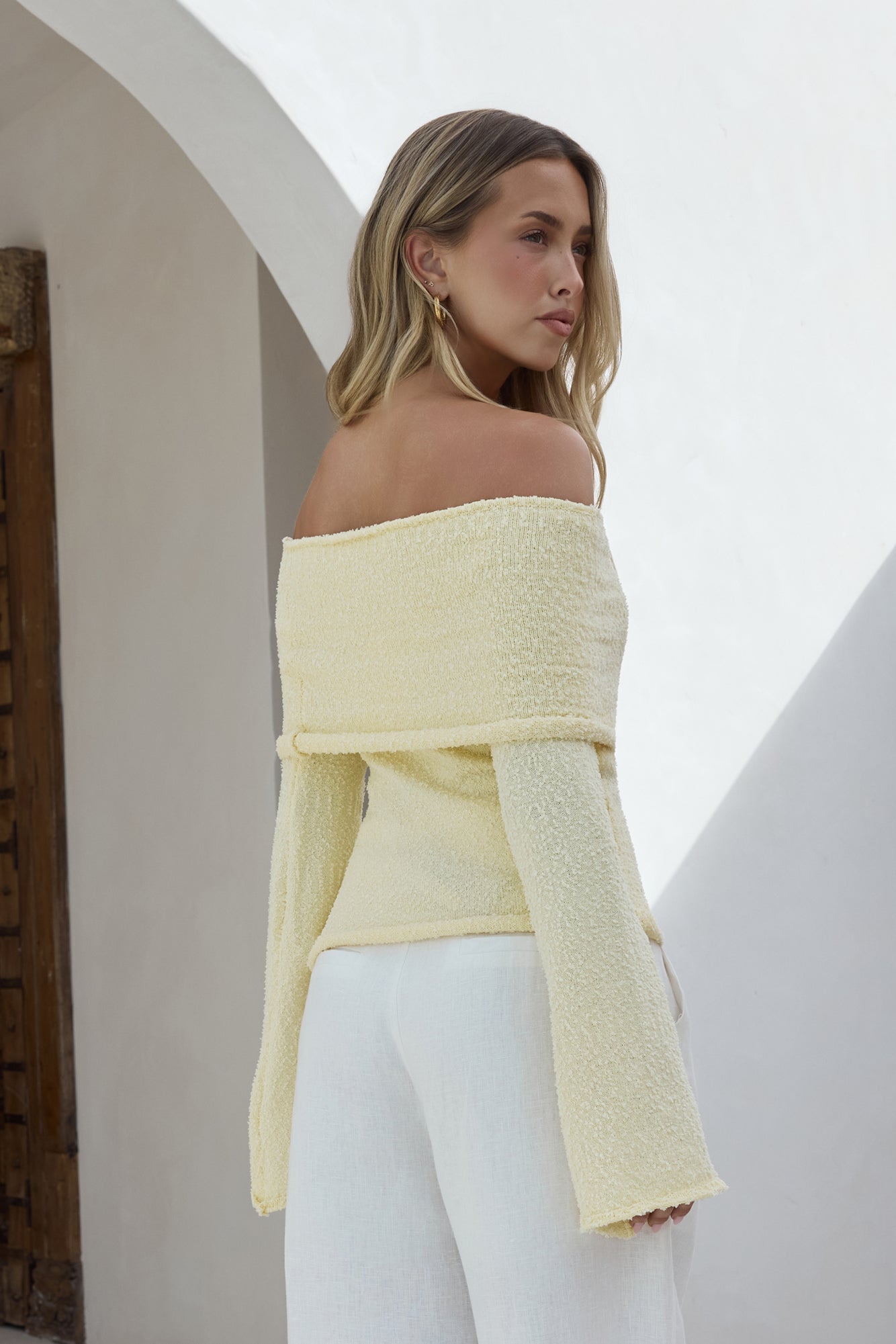 First Class Fantasy Off Shoulder Top Yellow-Seaa Fashion