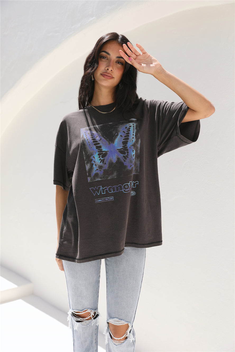 WRANGLER Butterfly Effect Tee Worn Black-Seaa Fashion