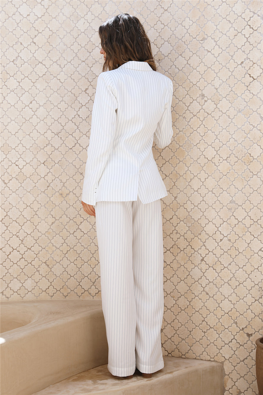 RUNAWAY THE LABEL Tayla Pants White Pinstripe-Seaa Fashion