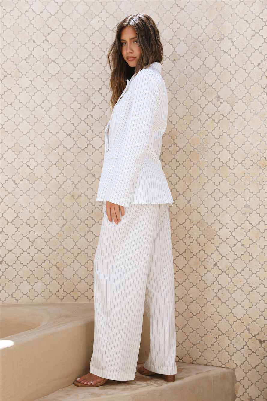 RUNAWAY THE LABEL Tayla Pants White Pinstripe-Seaa Fashion