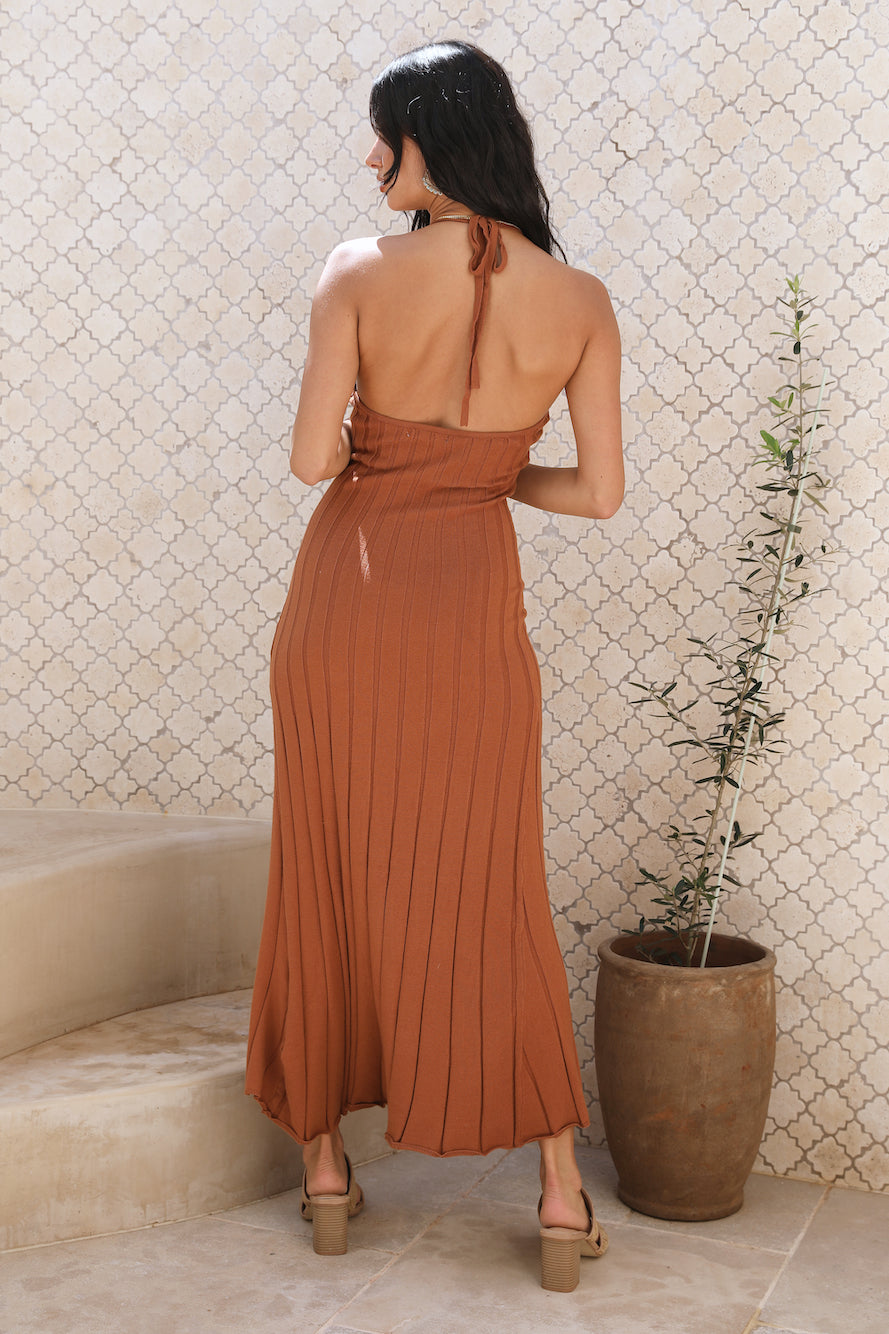 Taking Chances Maxi Dress Brown-Seaa Fashion