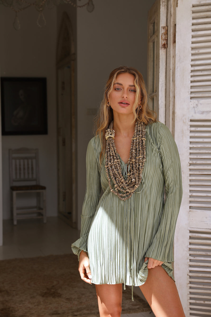 Twist And Turns Dress Green-Seaa Fashion