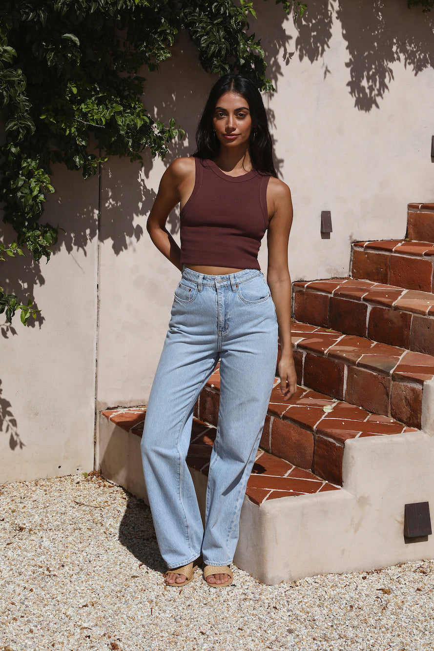 ABRAND A Heather Singlet Coffee-Seaa Fashion