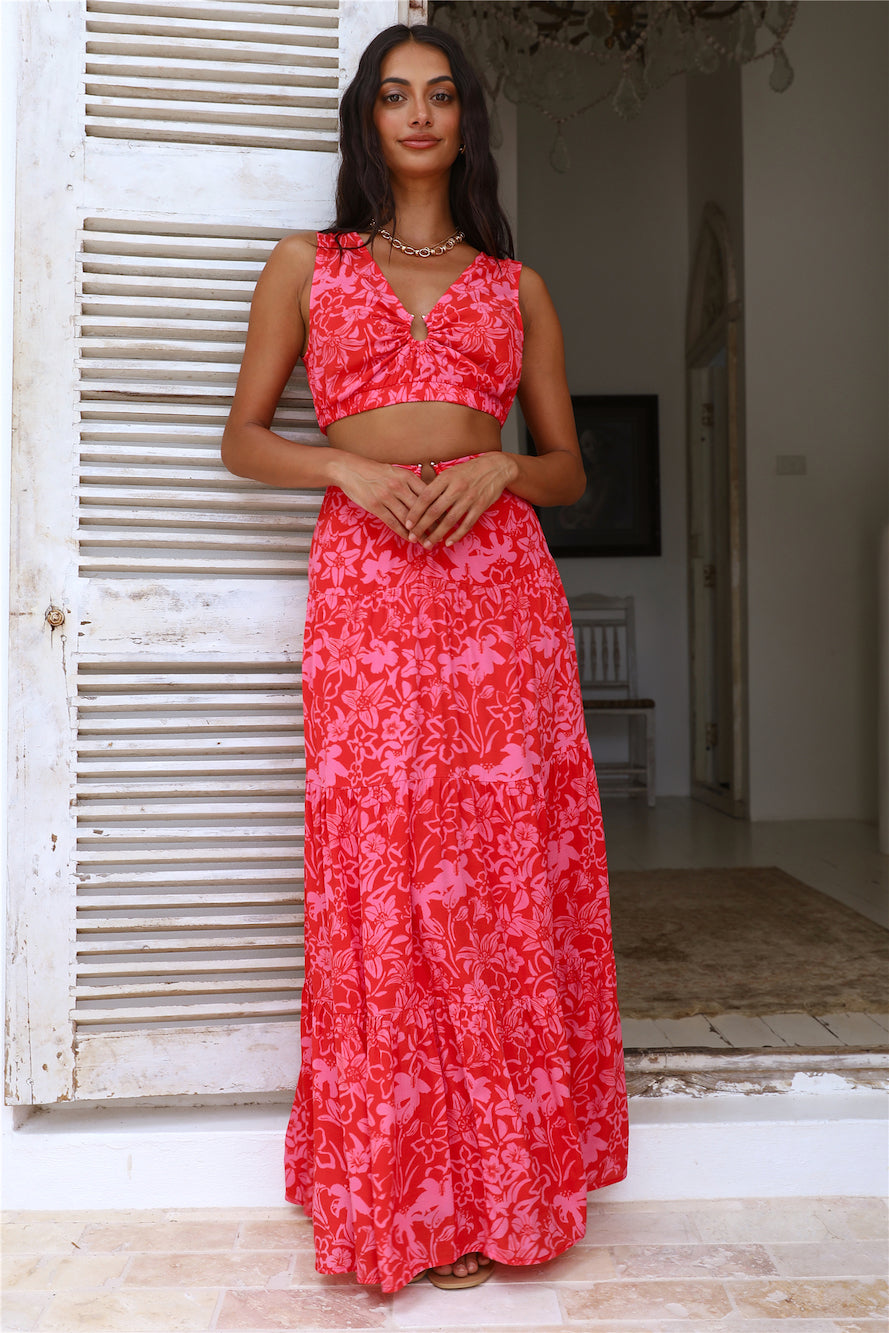 CHARLIE HOLIDAY Cheyenne Maxi Skirt Tropical Floral-Seaa Fashion