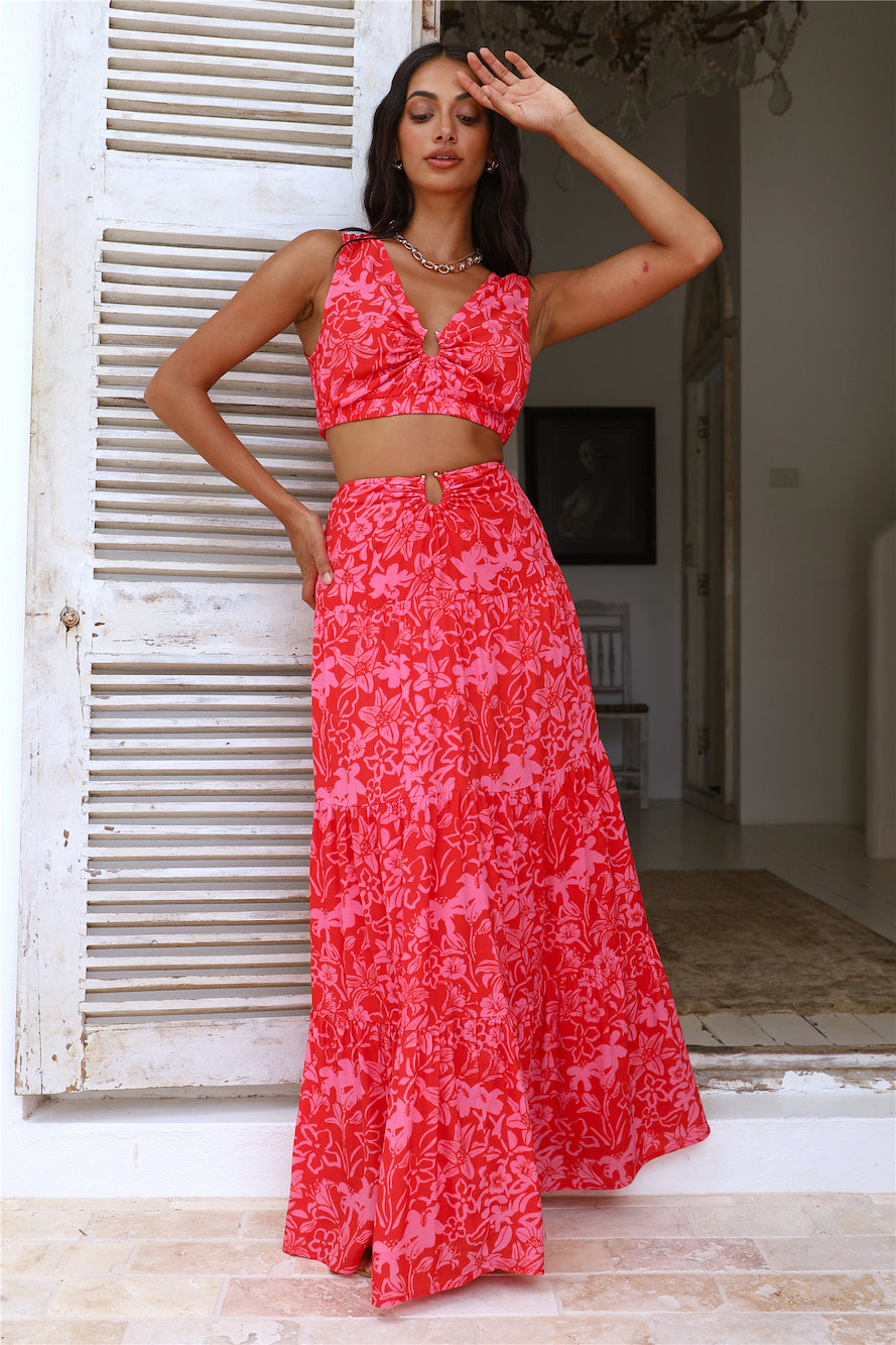 CHARLIE HOLIDAY Cheyenne Maxi Skirt Tropical Floral-Seaa Fashion