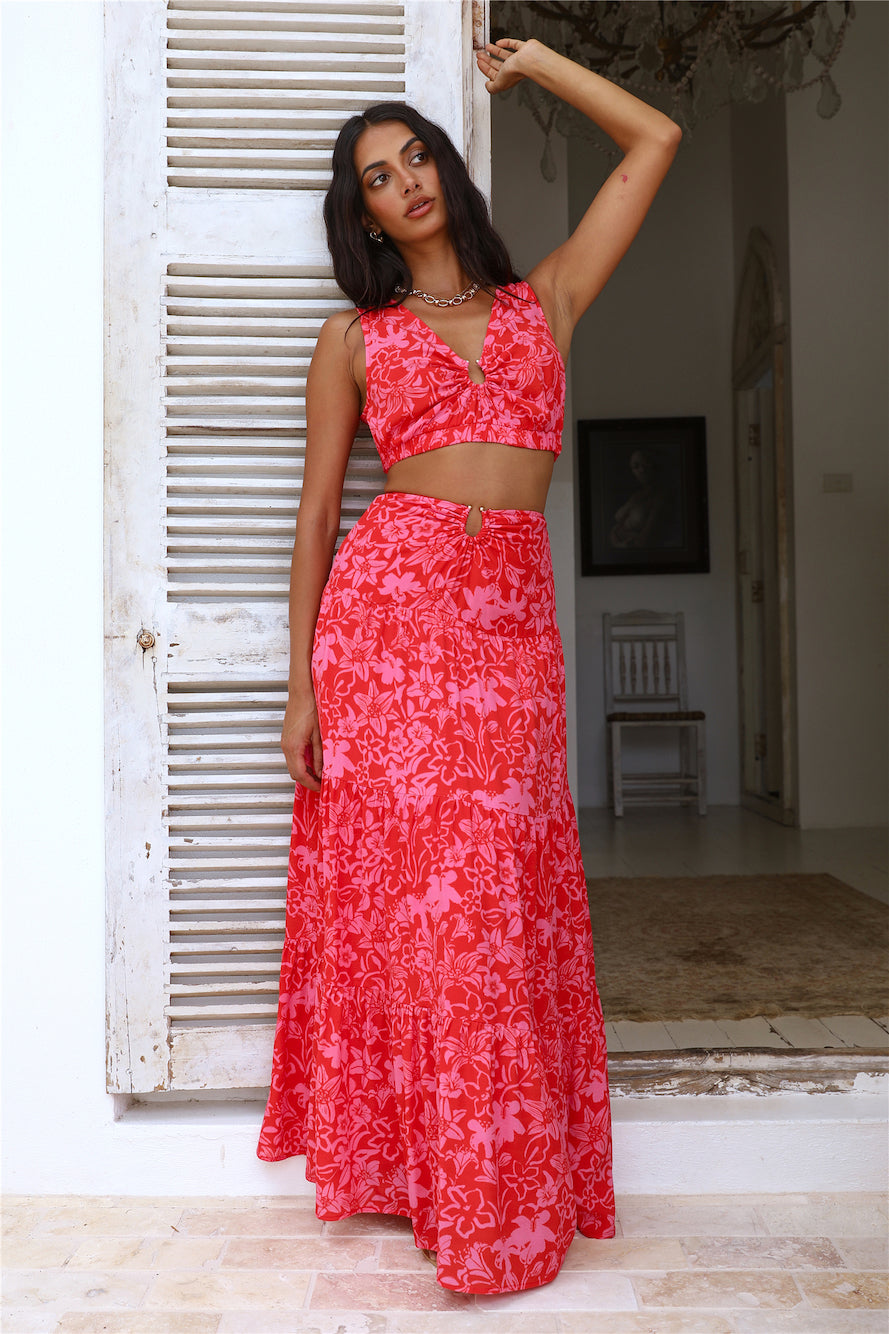 CHARLIE HOLIDAY Cheyenne Maxi Skirt Tropical Floral-Seaa Fashion