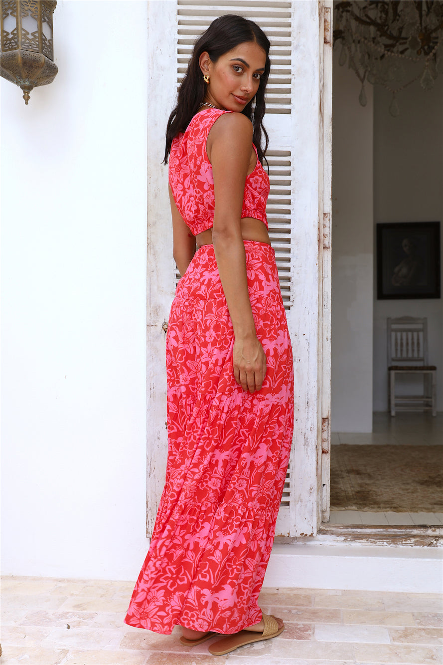 CHARLIE HOLIDAY Cheyenne Maxi Skirt Tropical Floral-Seaa Fashion