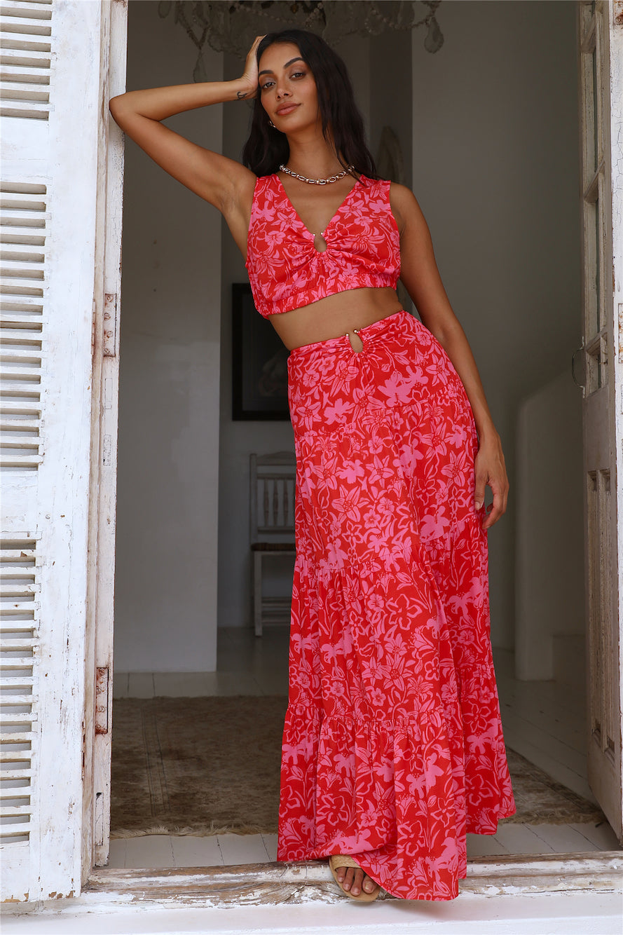 CHARLIE HOLIDAY Cheyenne Maxi Skirt Tropical Floral-Seaa Fashion