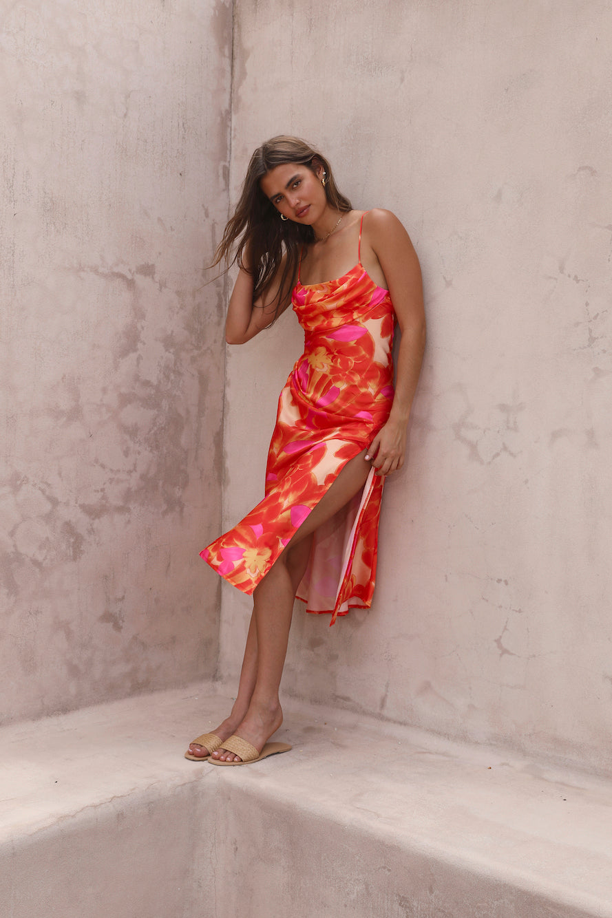 Before Dawn Midi Dress Orange-Seaa Fashion