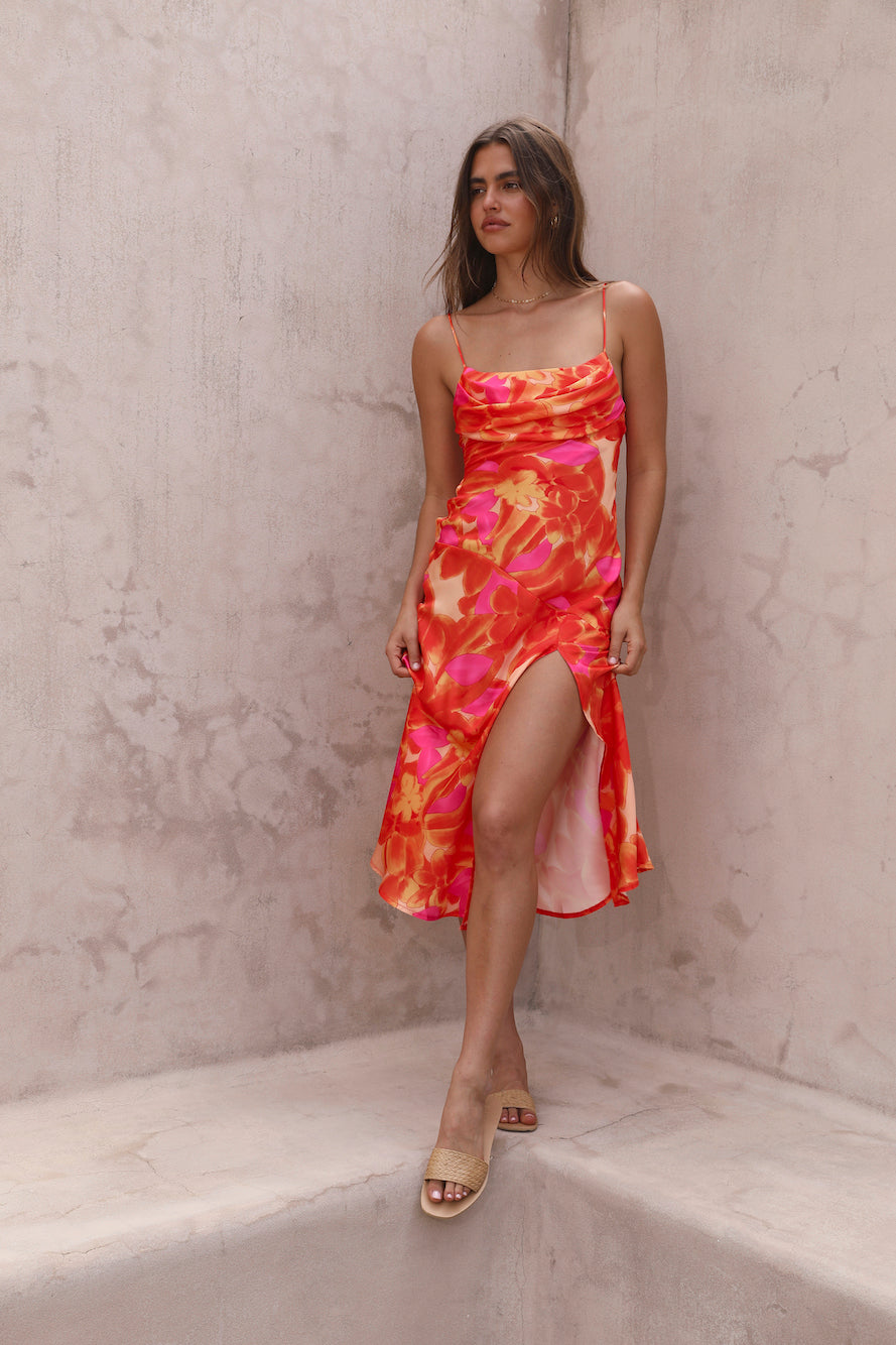 Before Dawn Midi Dress Orange-Seaa Fashion