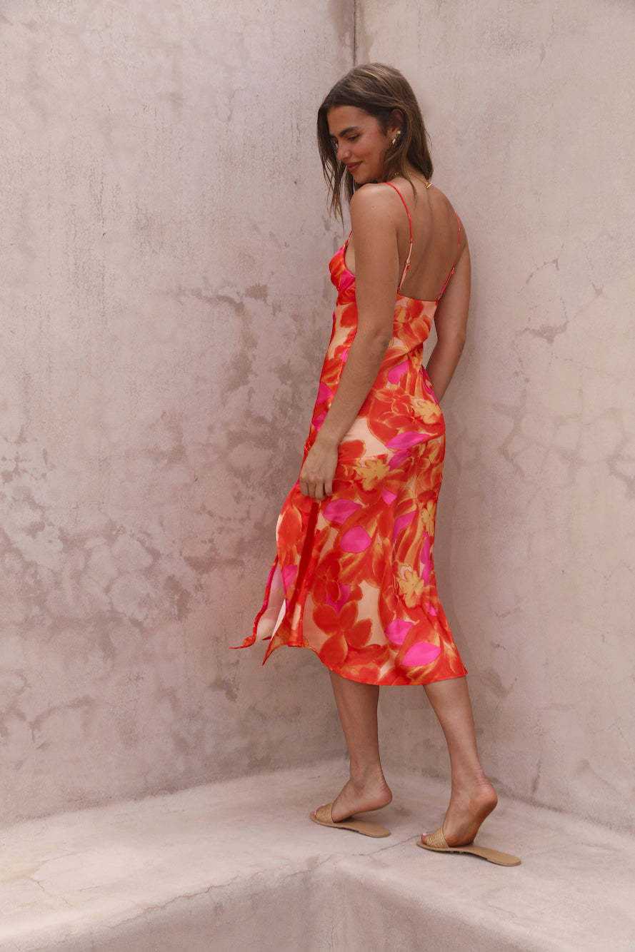 Before Dawn Midi Dress Orange-Seaa Fashion