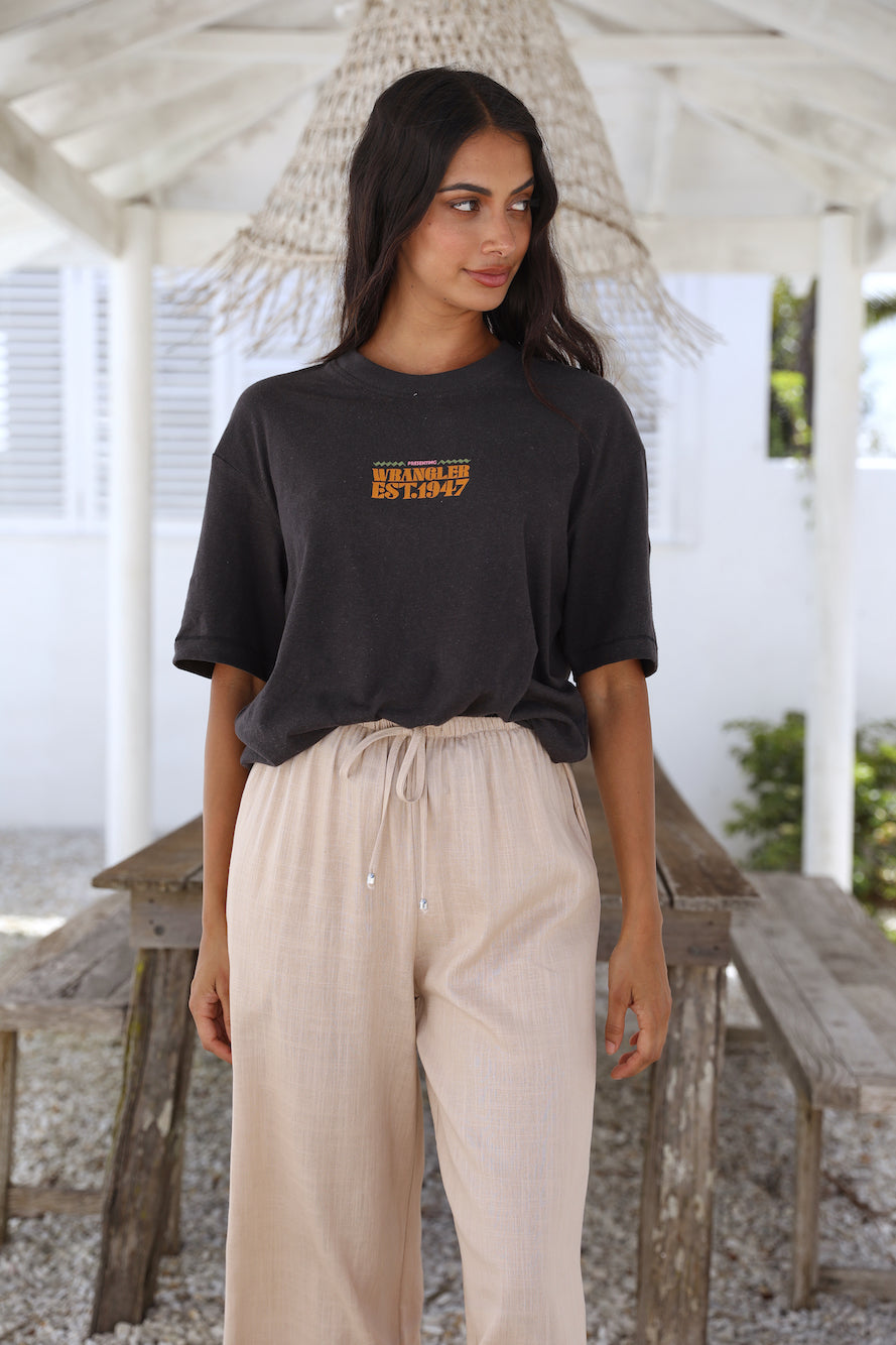 WRANGLER Aztec Camera Baggy Hemp Tee Worn Black-Seaa Fashion