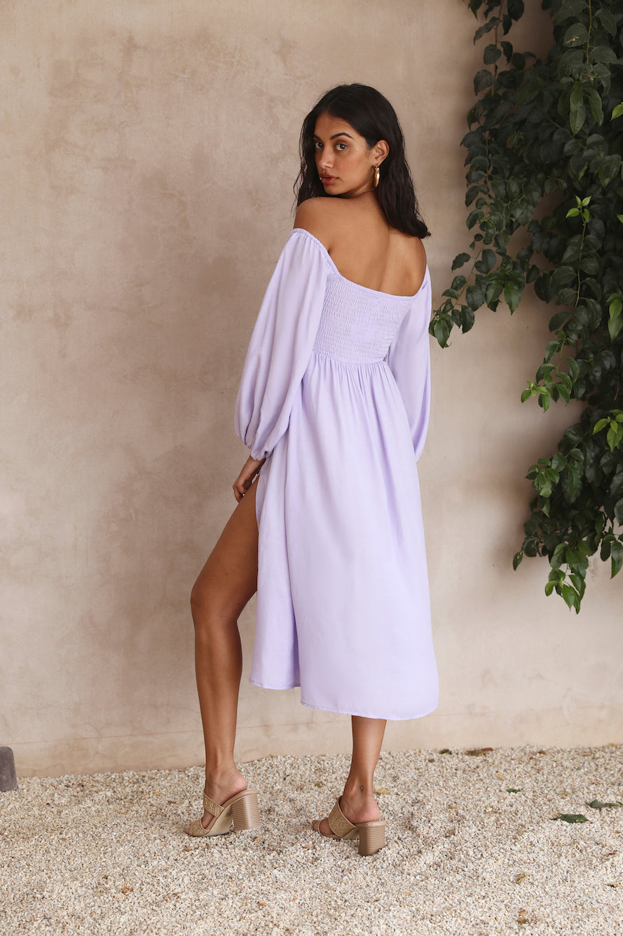 Great Escape Midi Dress Purple-Seaa Fashion