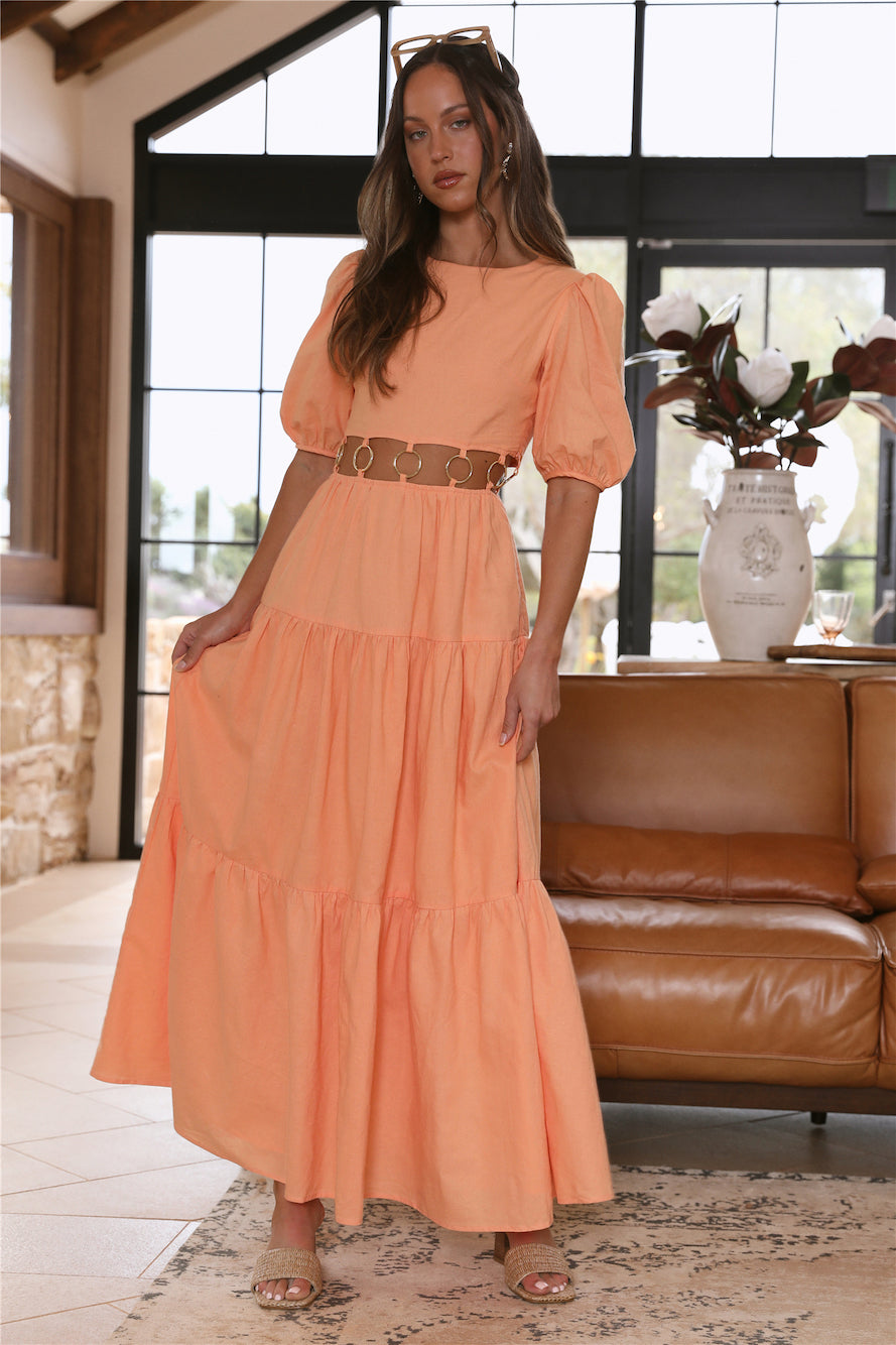 CHARLIE HOLIDAY Andrea Maxi Dress Apricot Orange-Seaa Fashion