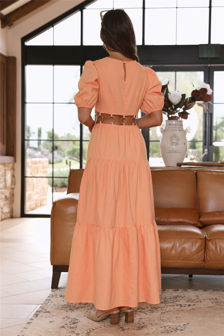 CHARLIE HOLIDAY Andrea Maxi Dress Apricot Orange-Seaa Fashion