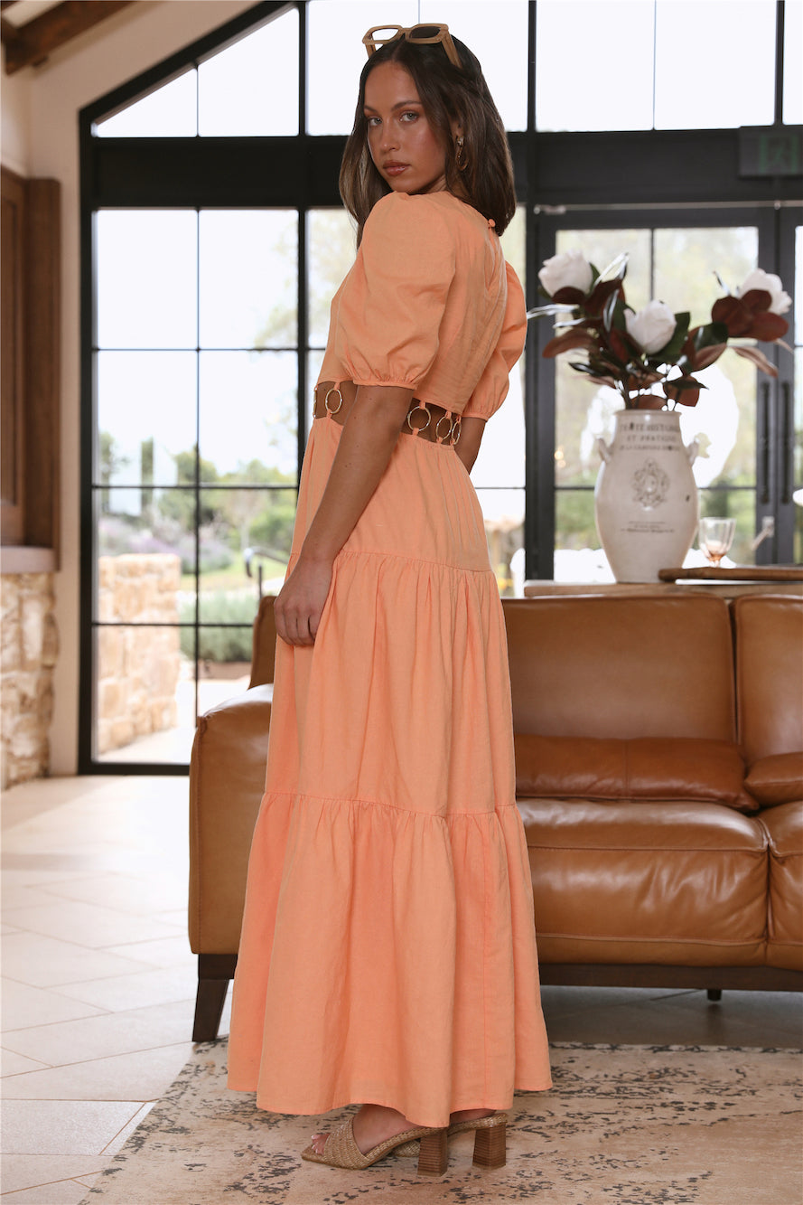 CHARLIE HOLIDAY Andrea Maxi Dress Apricot Orange-Seaa Fashion
