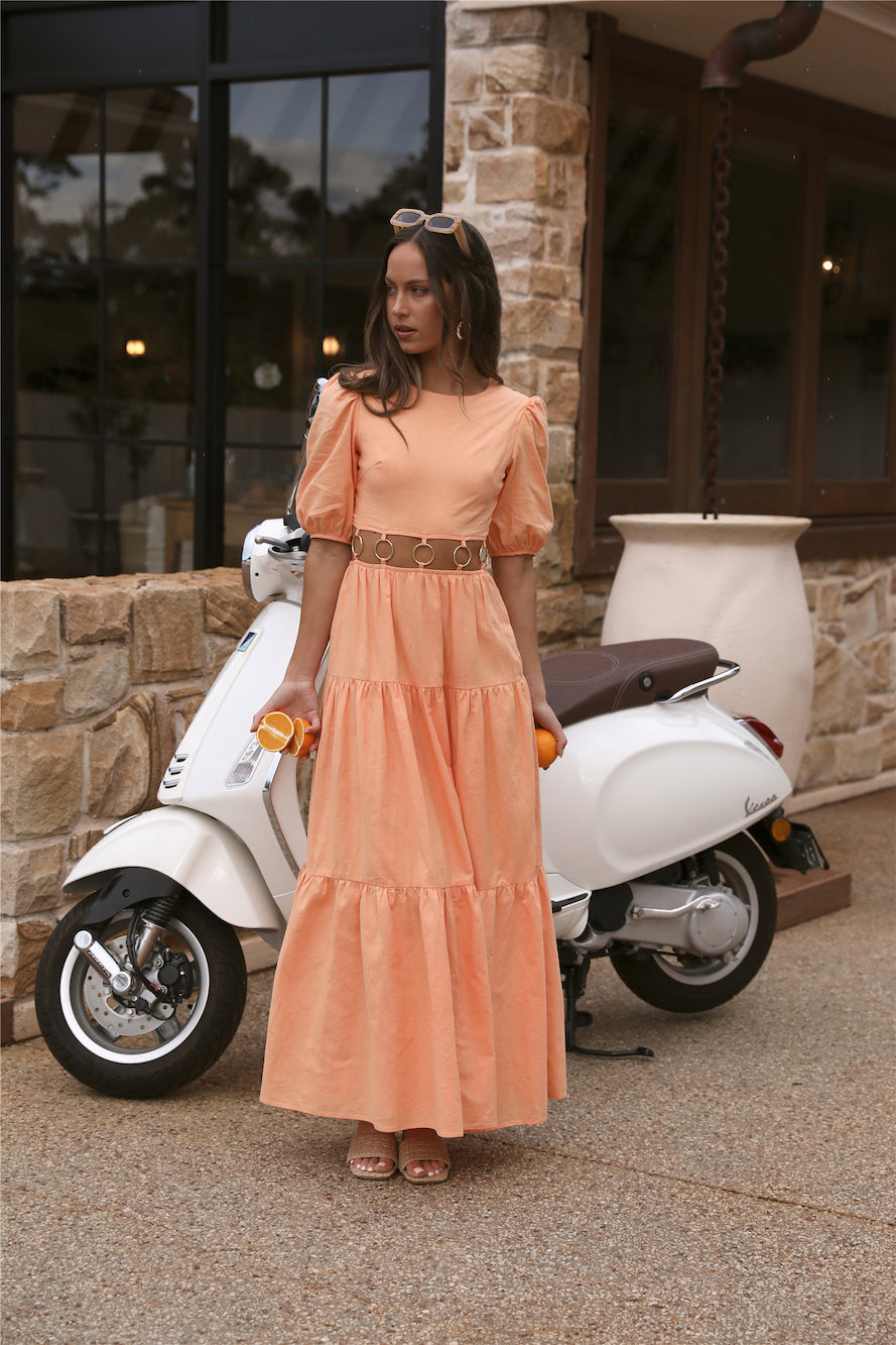 CHARLIE HOLIDAY Andrea Maxi Dress Apricot Orange-Seaa Fashion