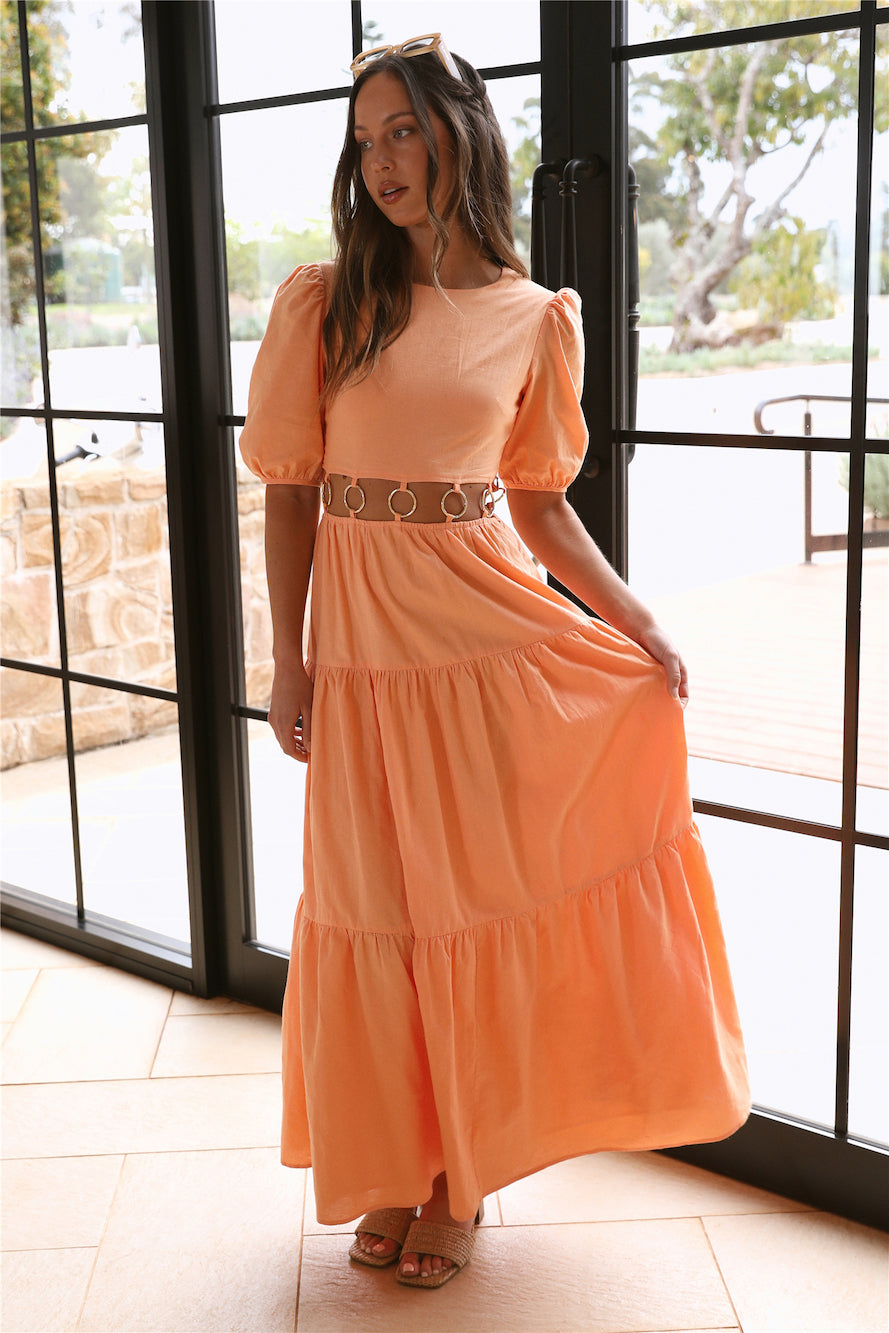 CHARLIE HOLIDAY Andrea Maxi Dress Apricot Orange-Seaa Fashion