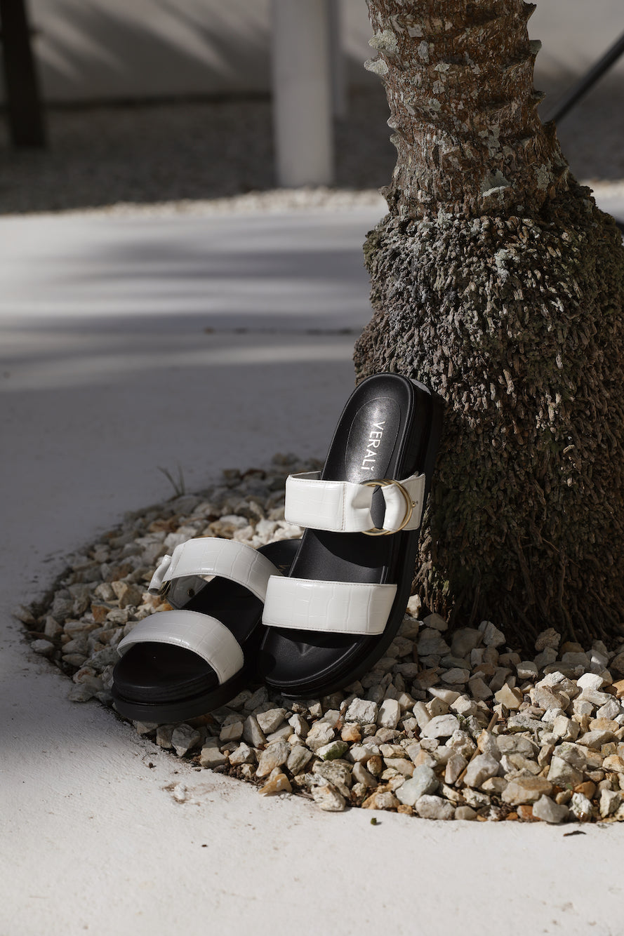 VERALI Oslo Chunky Slides White Croc-Seaa Fashion