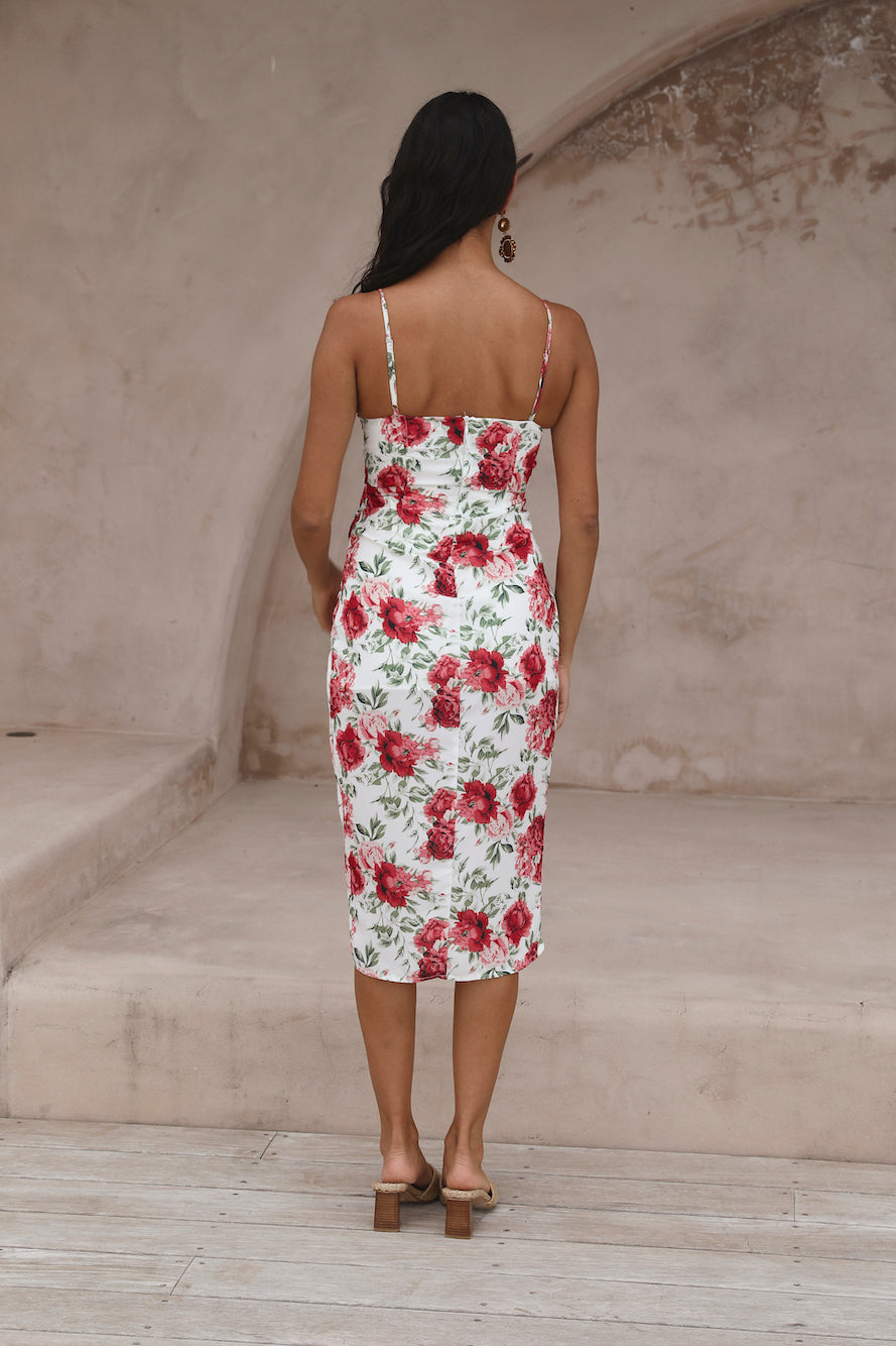 HELLO MOLLY Pretty Petal Girl Midi Dress Red-Seaa Fashion