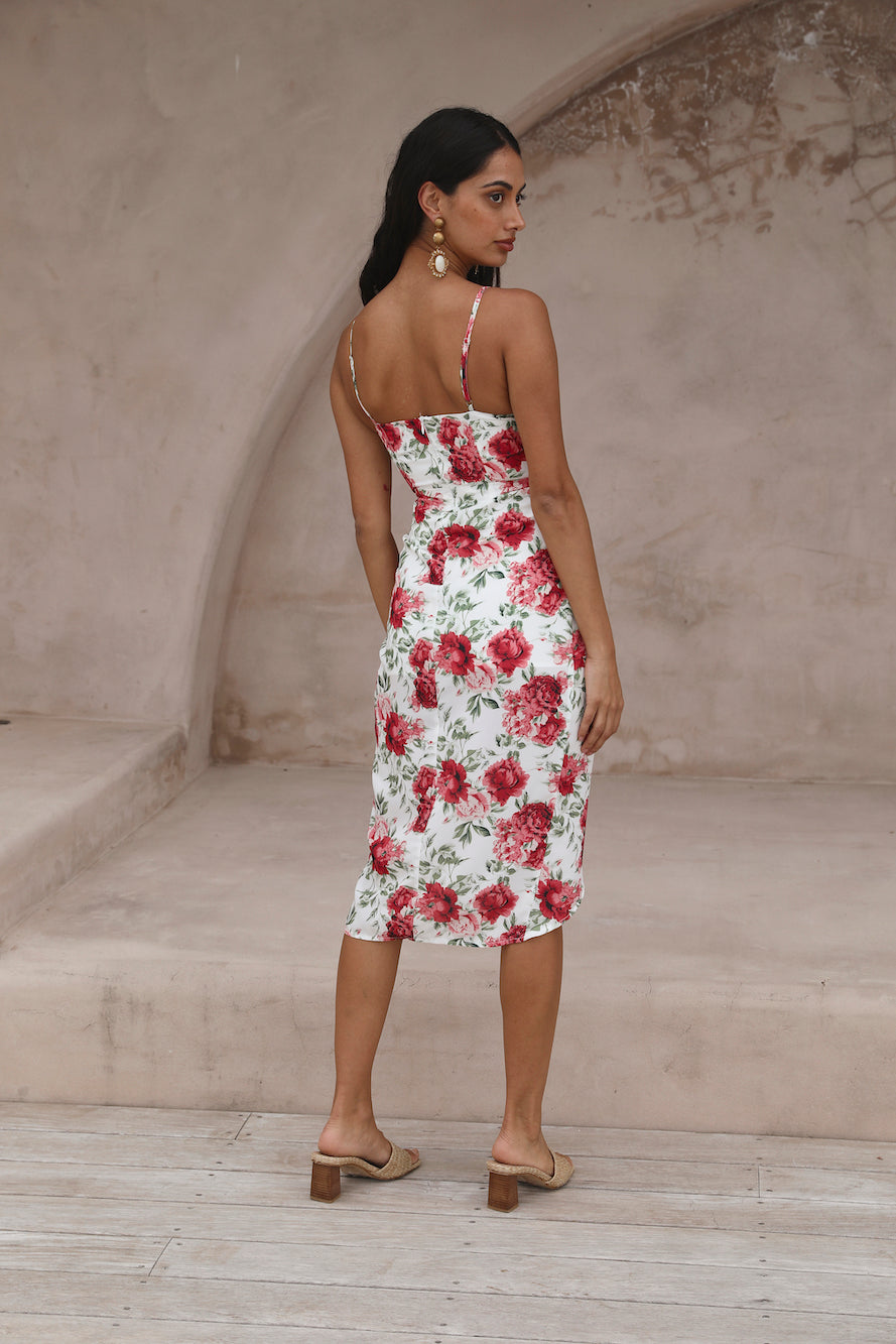 HELLO MOLLY Pretty Petal Girl Midi Dress Red-Seaa Fashion